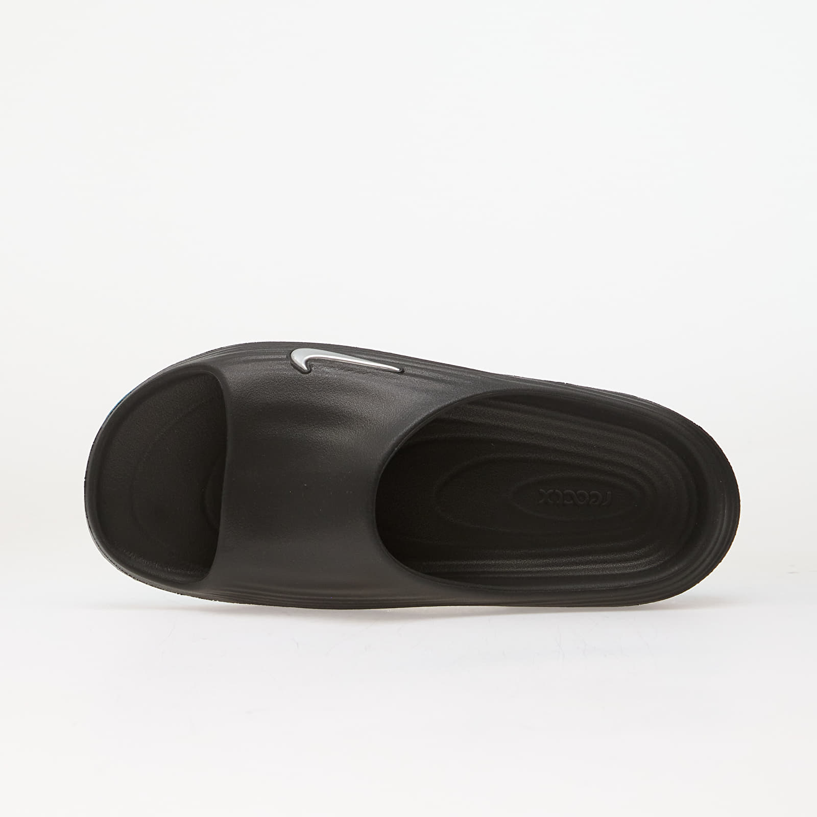 Herenschoenen Nike ReactX Rejuven8 Men's Slides Black/ Metallic Silver-Gamma Blue
