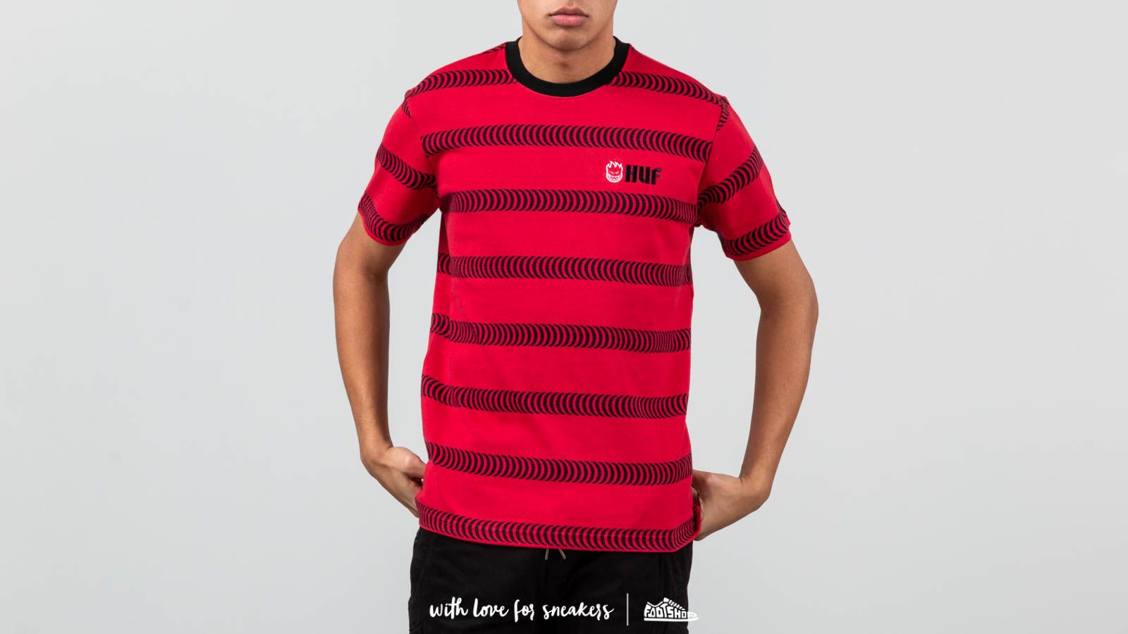 T-shirts HUF x Spitfire Striped Knit Shirt Red