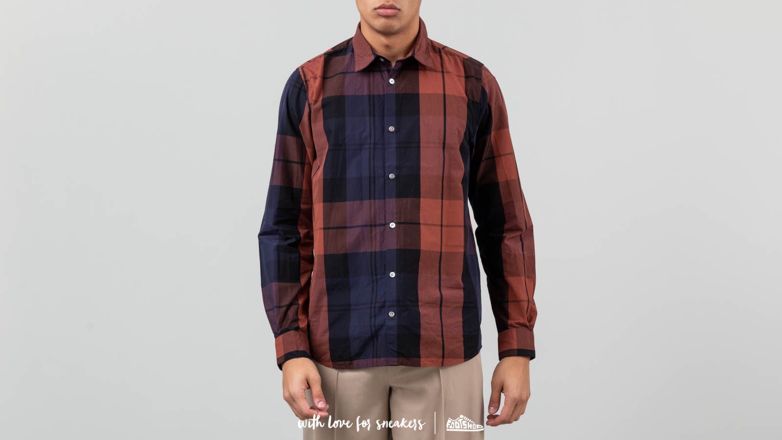 Košile Norse Projects Hans Dry Touch Overcheck Shirt Burnt Sienna
