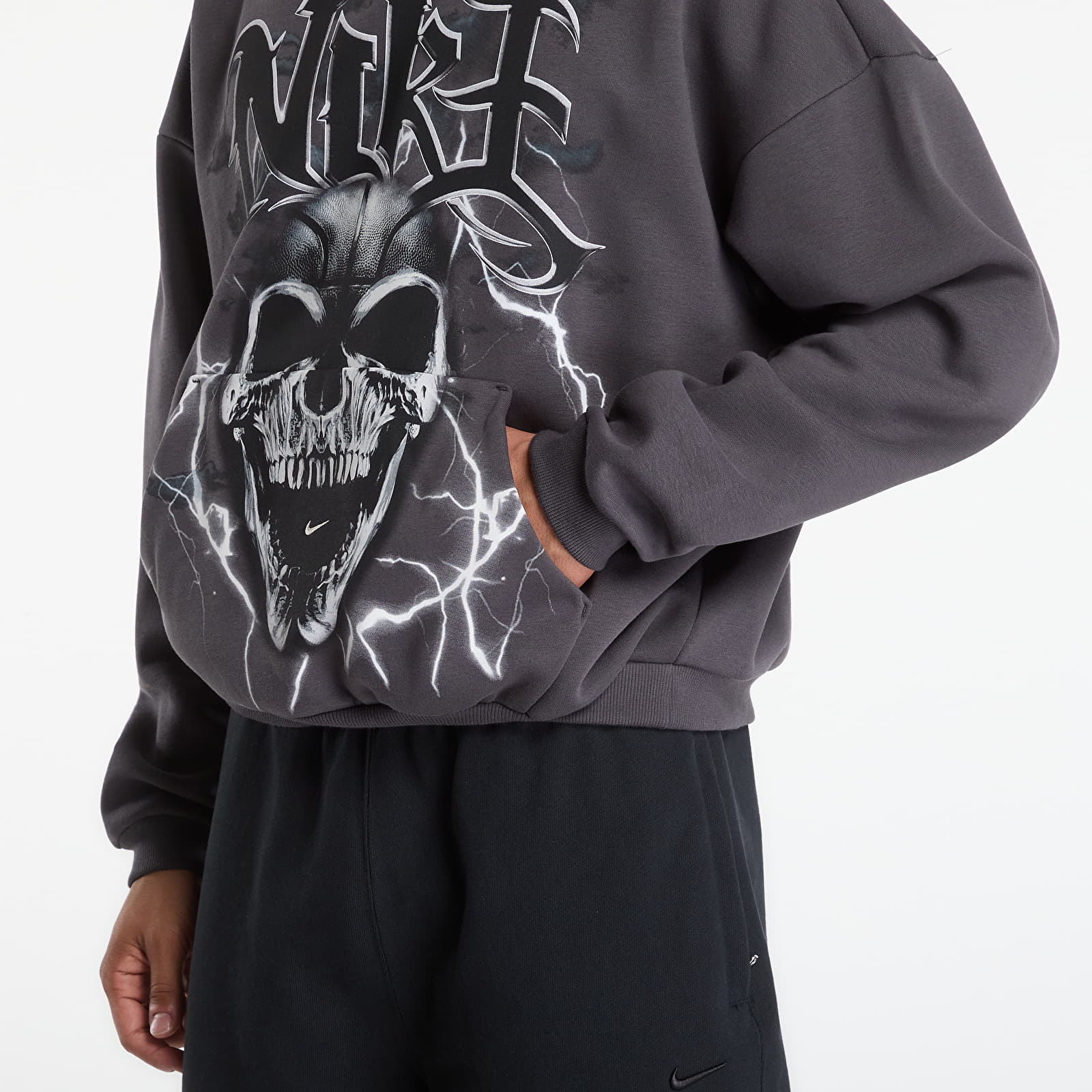 Hoodies and sweatshirts  Nike Standard Issue Men's Brushed Pullover Basketball Hoodie Anthracite/ White/ Pale Ivory