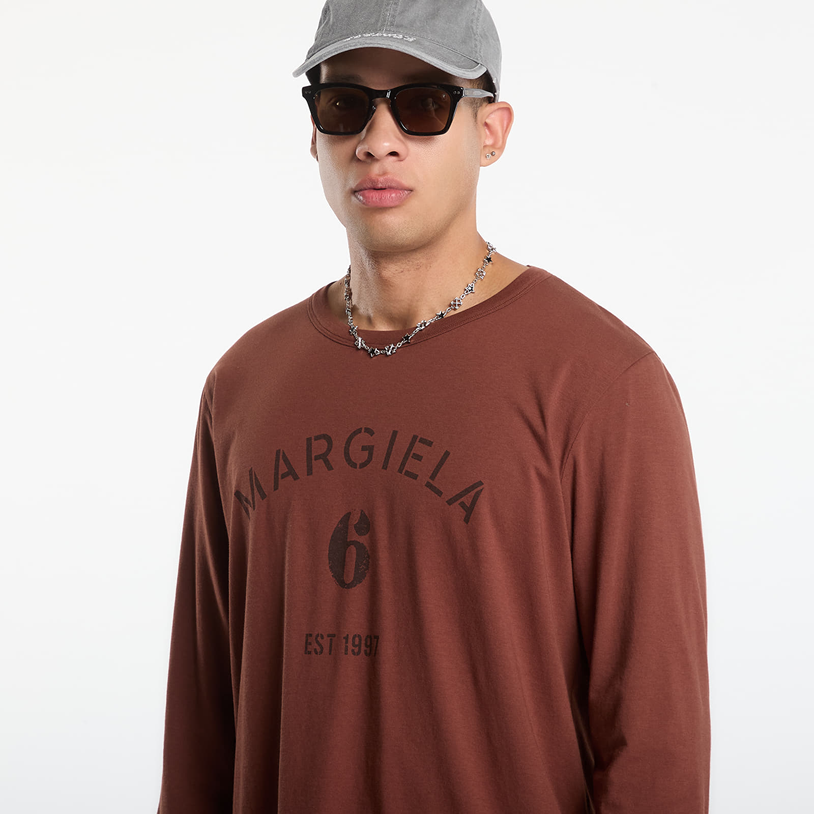 Tricouri  MM6 Long-Sleeved Top Medium Brown