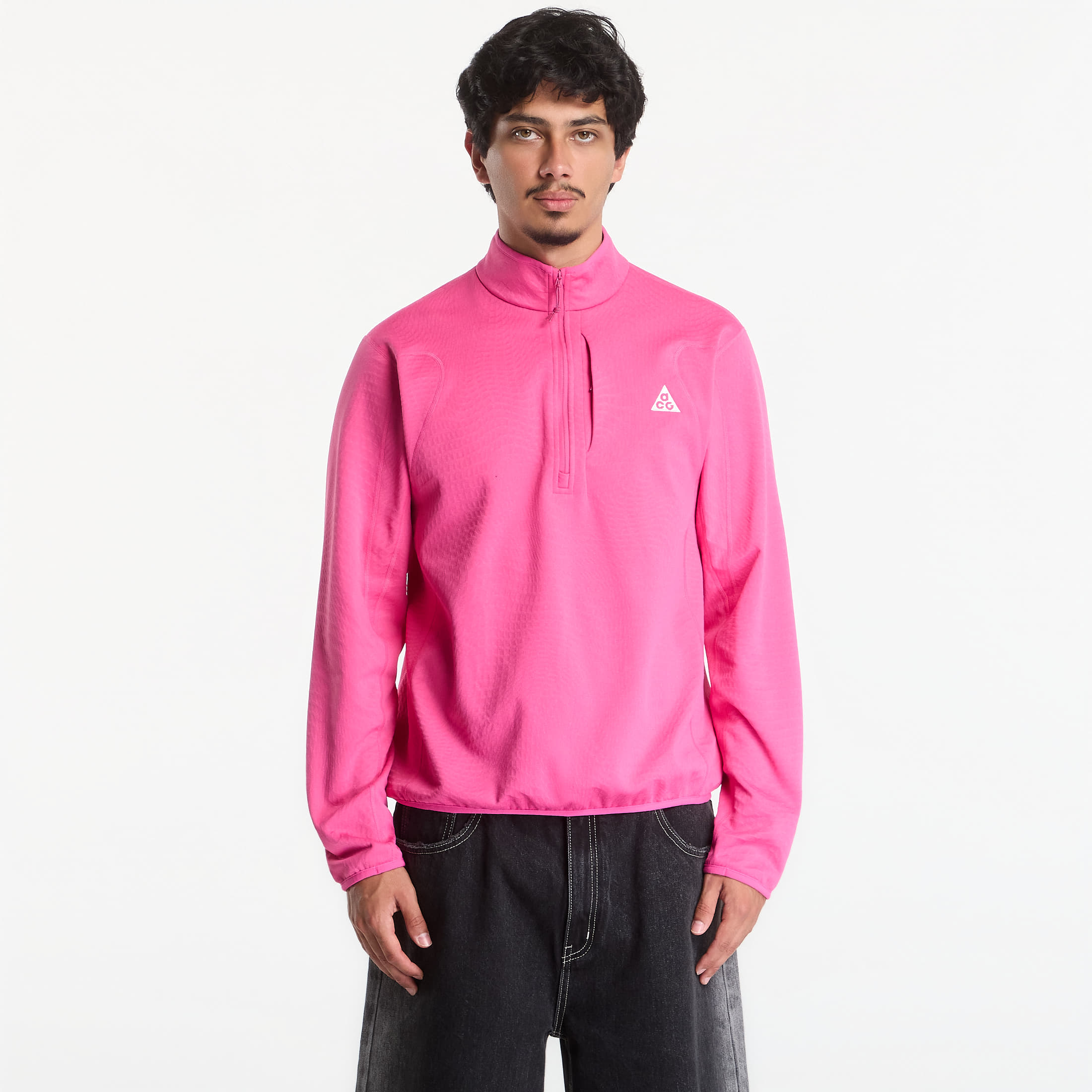 Sweatshirt Nike ACG Wolf Grid Mens Therma-FIT 1/2-Zip Hiking Top Desert Pink/ Summit White L