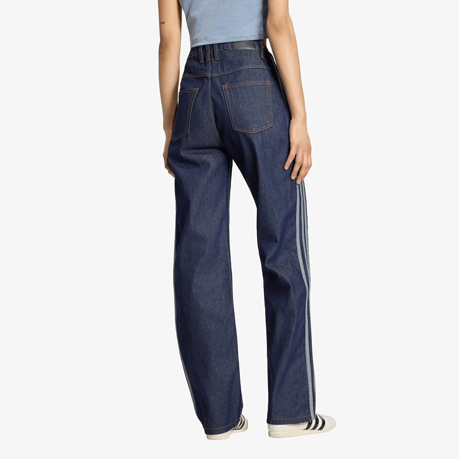 Jeans hlače adidas Firebird Mid Rise Straight Denim Pant Indigo Denim