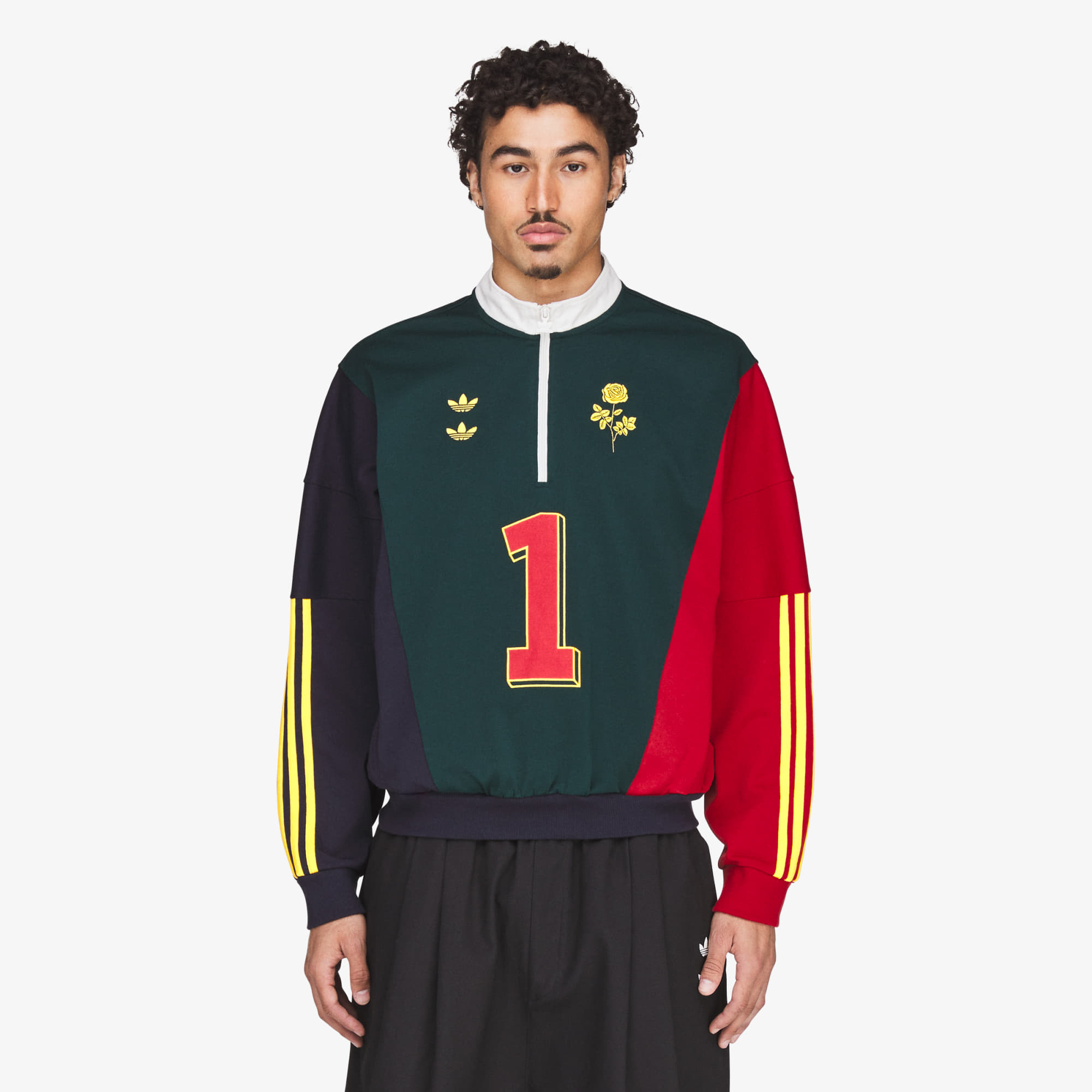 Суитшърт adidas x Willy Chavarria Chavarria Watsonville Quarter Zip Aurora Ivy/ Legend Ink/ Better Scarlet XL