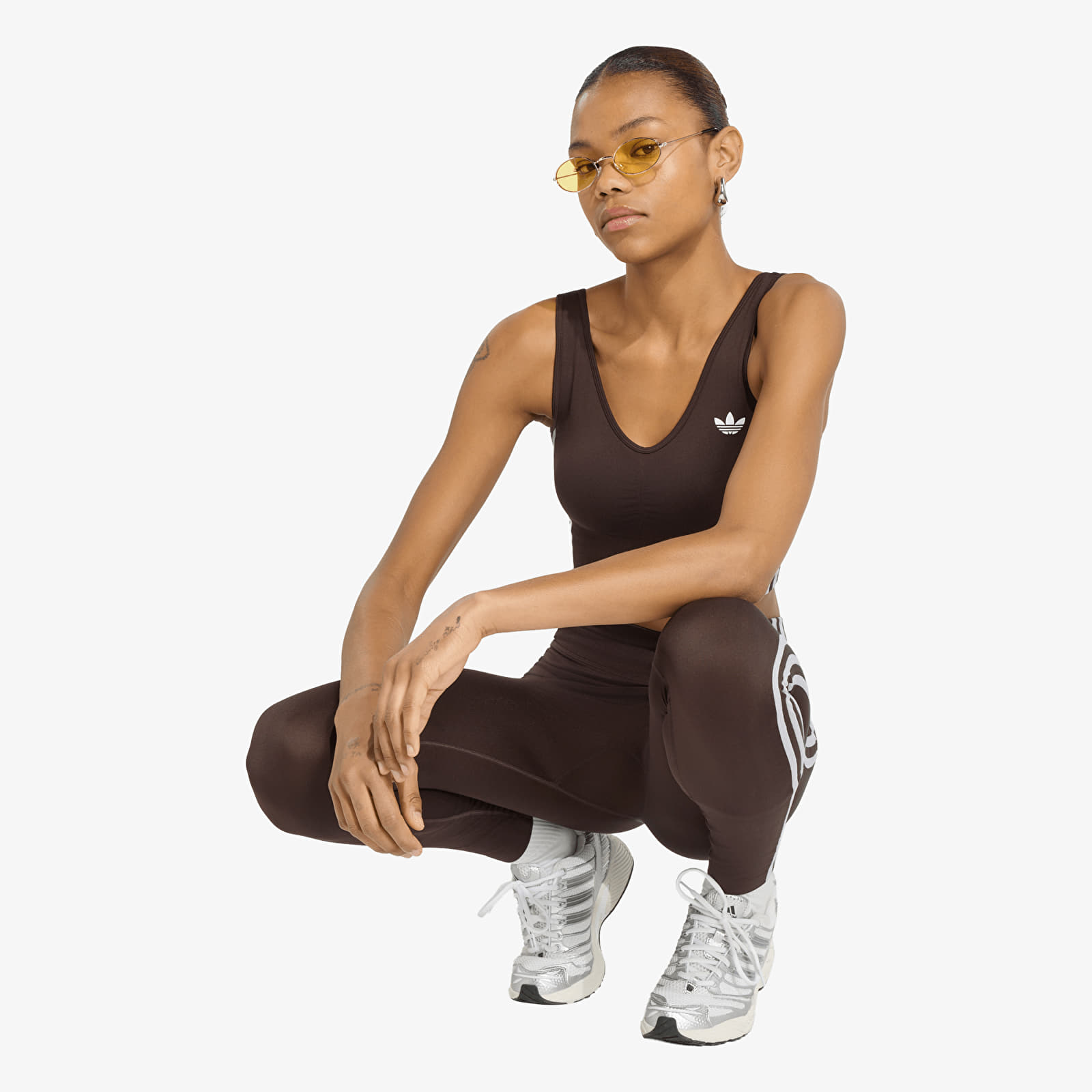 Ženske tajice adidas Essentials 3-Stripes Seamless Tights Aurora Coffee