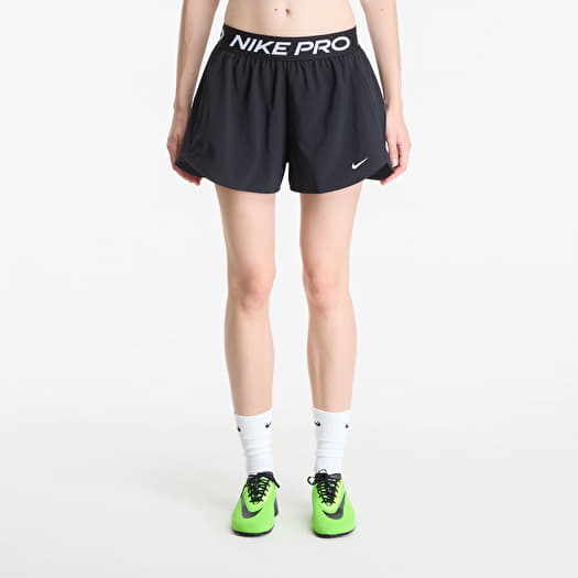 Nike Pro Women's Dri-FIT Mid-Rise Brief-Lined 3" Woven Shorts Black/ White