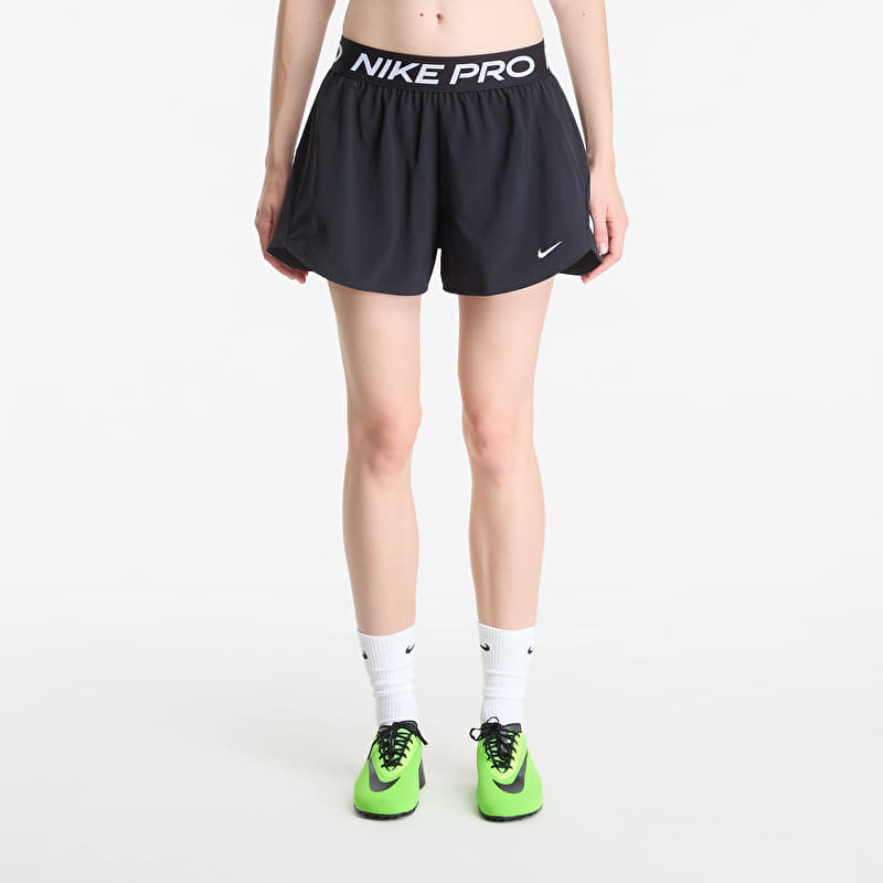 Nike Pro Women's Dri-FIT Mid-Rise Brief-Lined 3" Woven Shorts Black/ White