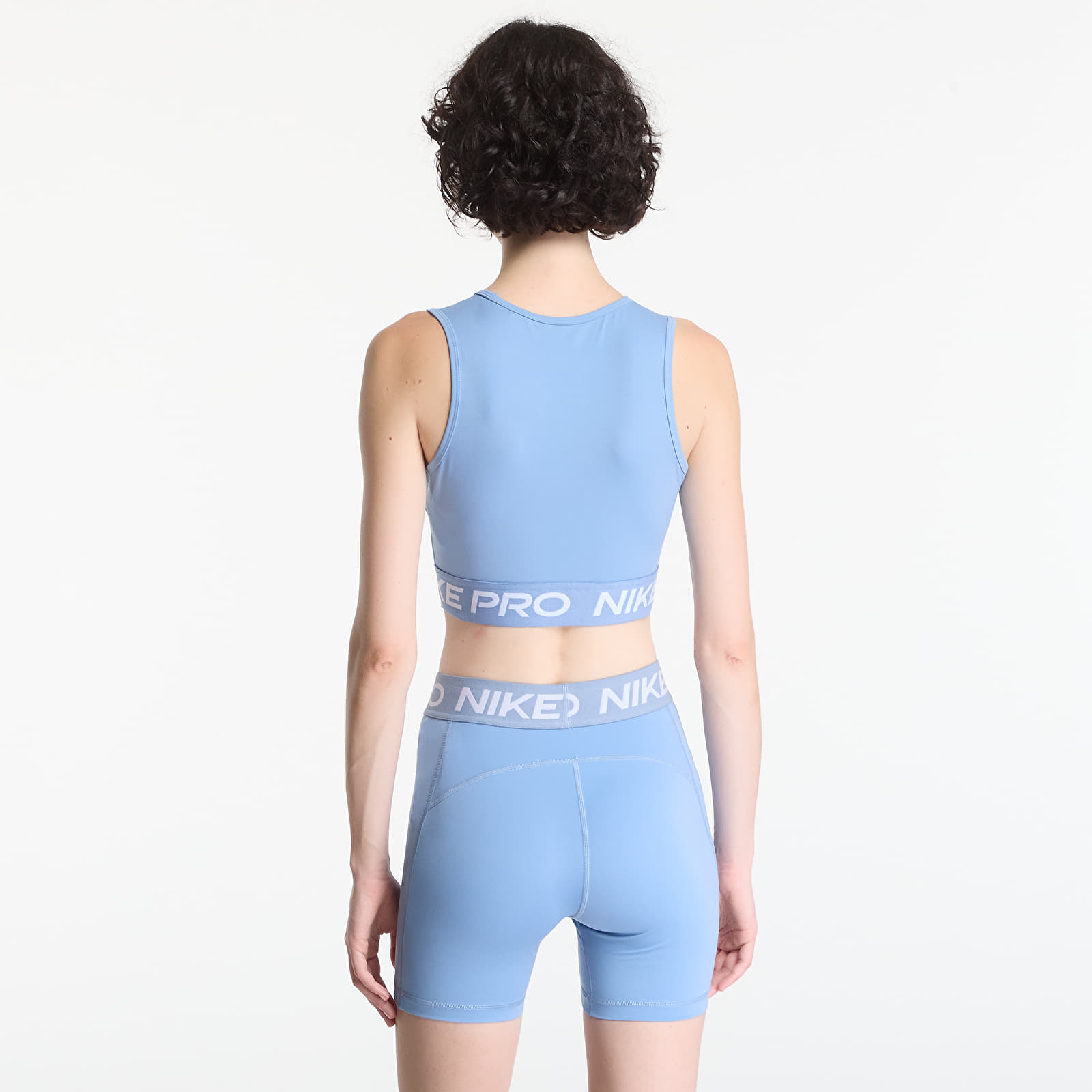 Top Nike Pro Women's Dri-FIT Cropped Tank Top Work Blue/ White