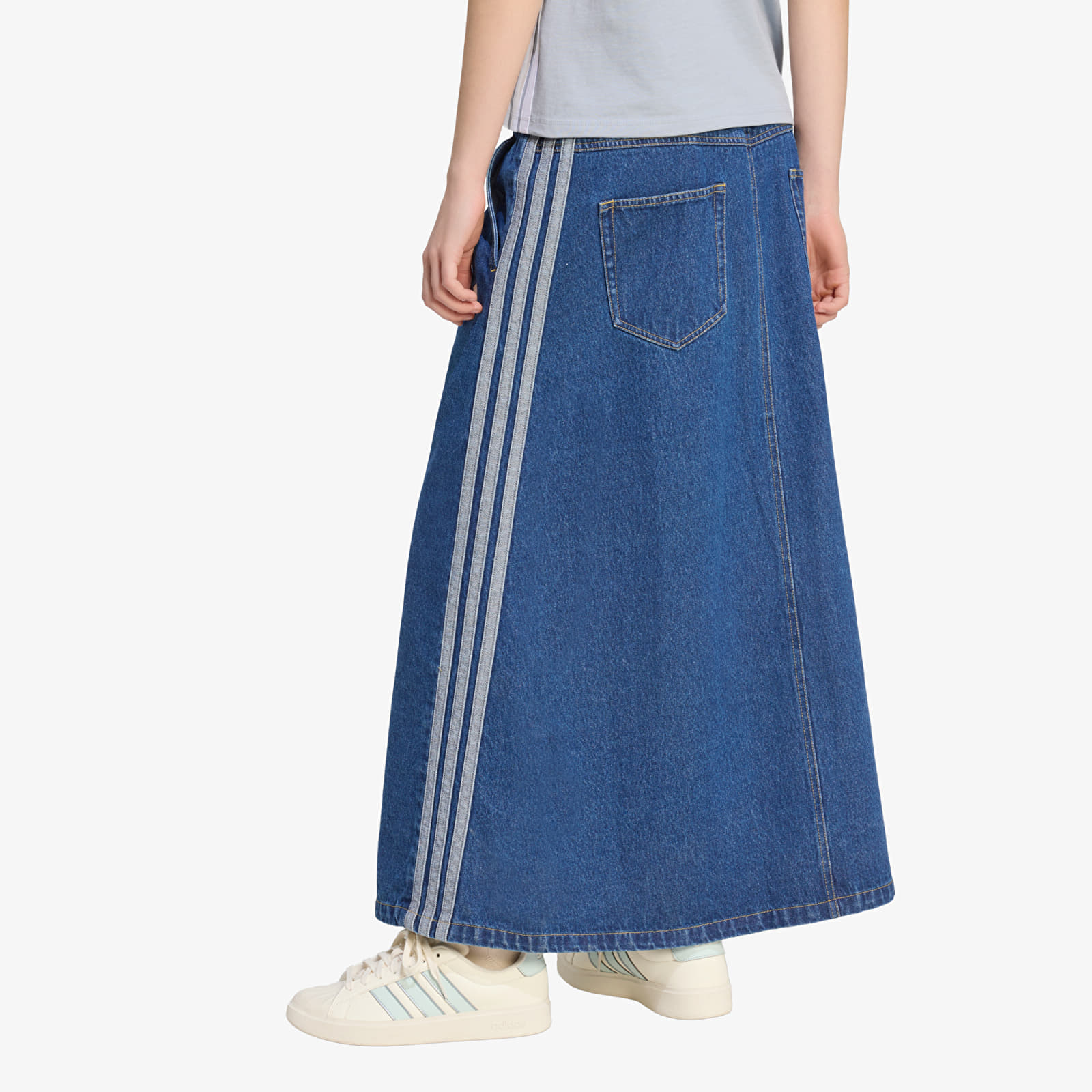 Fuste pentru femei adidas Stadium Washed Denim Loose Fit Skirt Preloved Ink