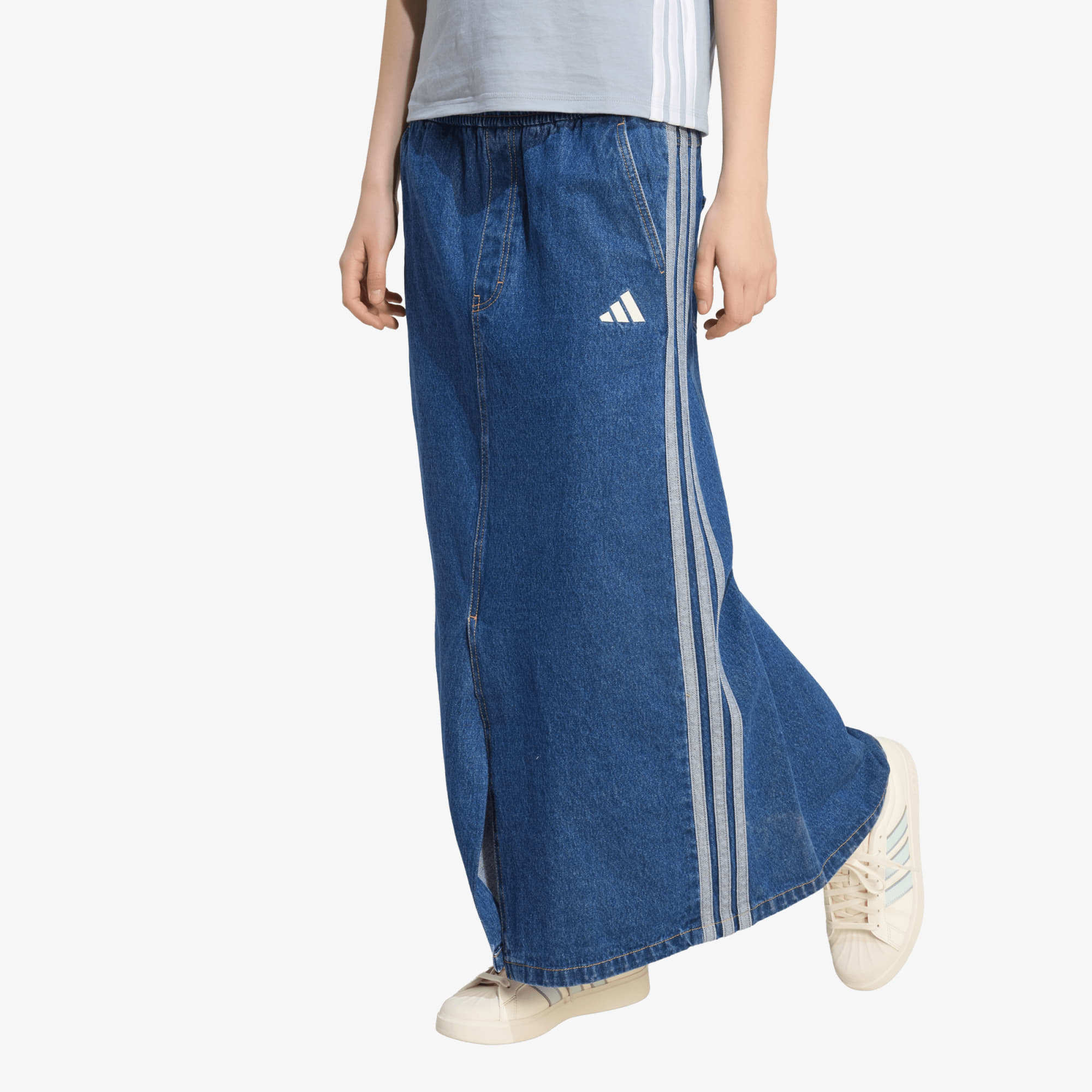 adidas Performance Fustă adidas Stadium Washed Denim Loose Fit Skirt Preloved Ink M