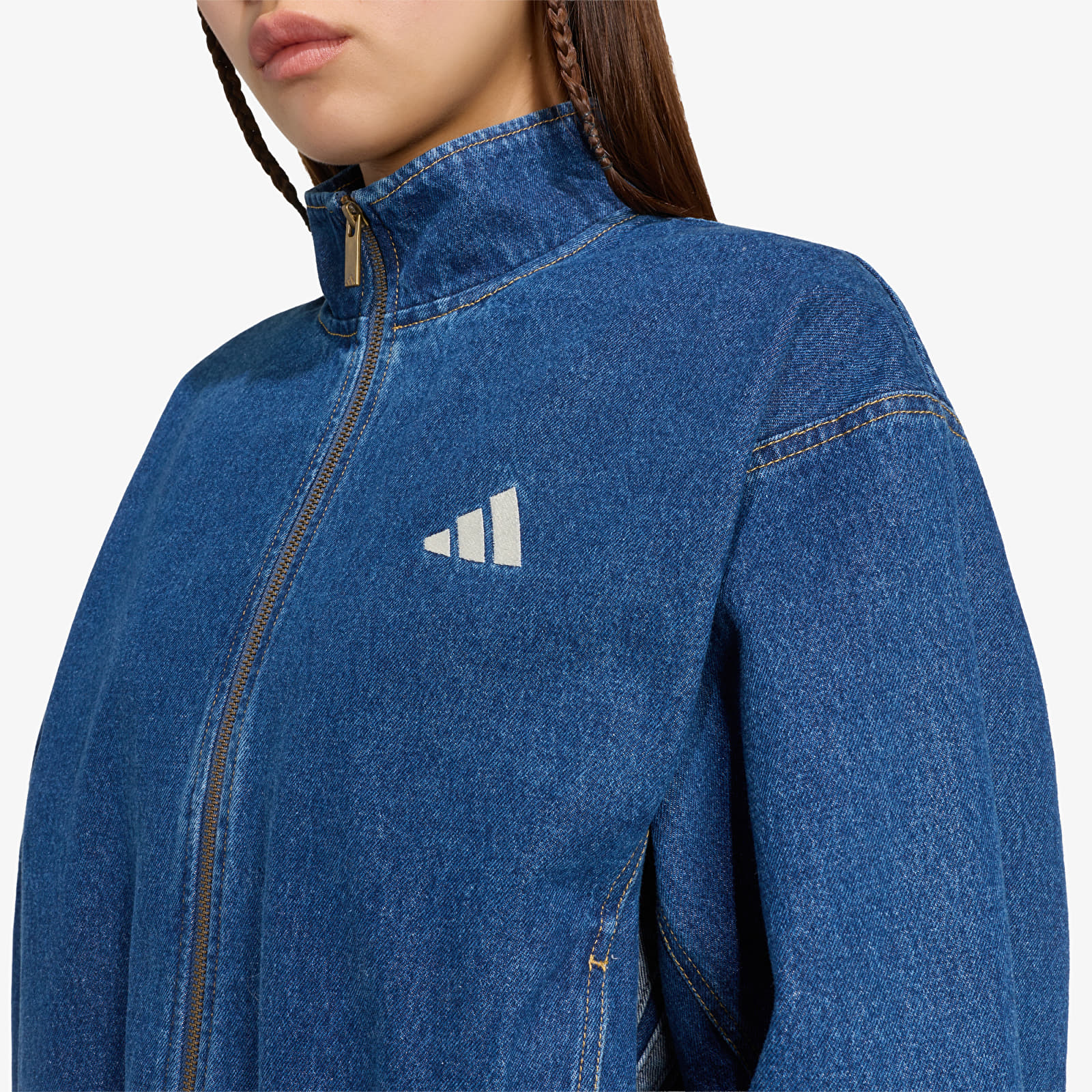 Geci adidas Stadium Washed Denim Loose Fit Jacket Preloved Ink