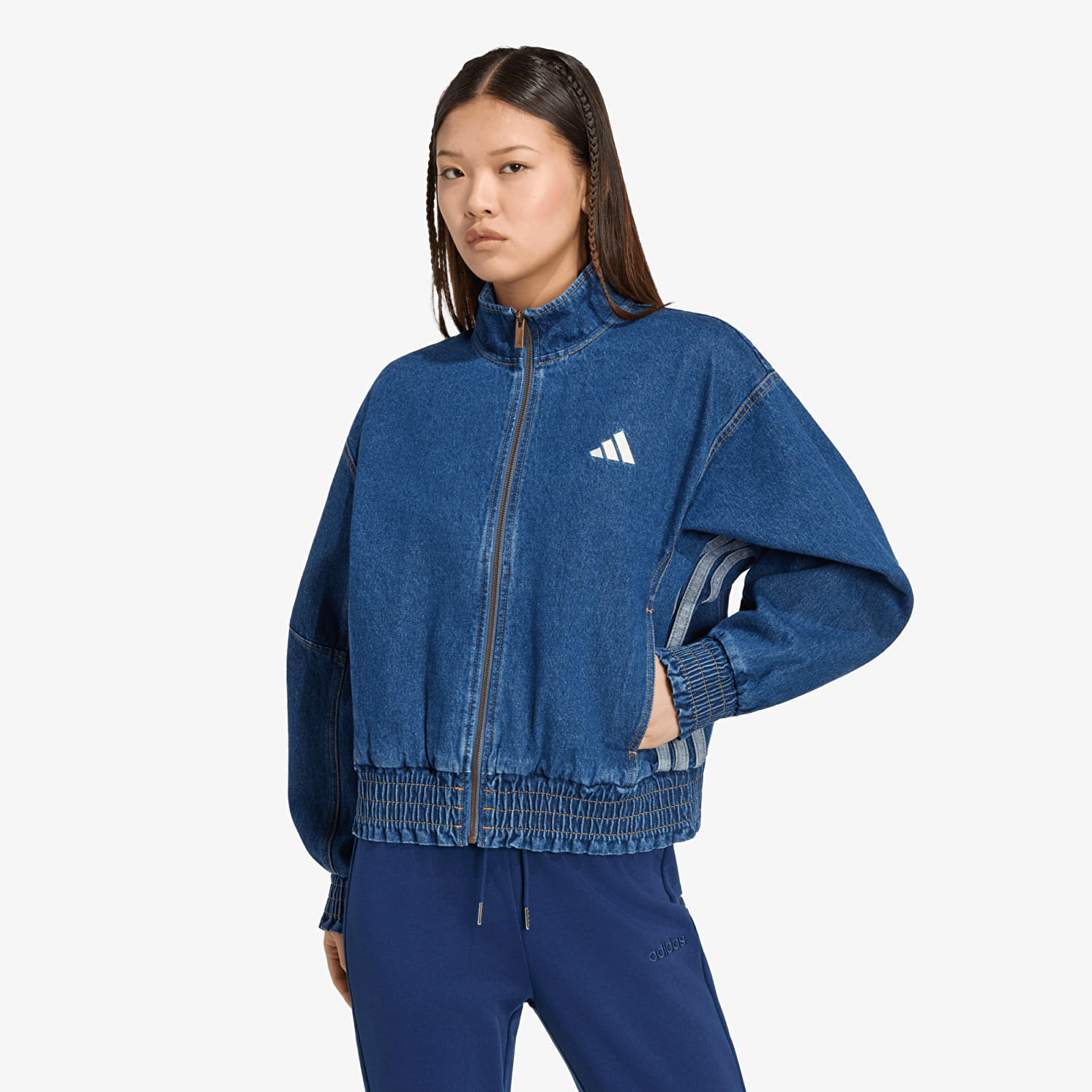 Geci adidas Stadium Washed Denim Loose Fit Jacket Preloved Ink