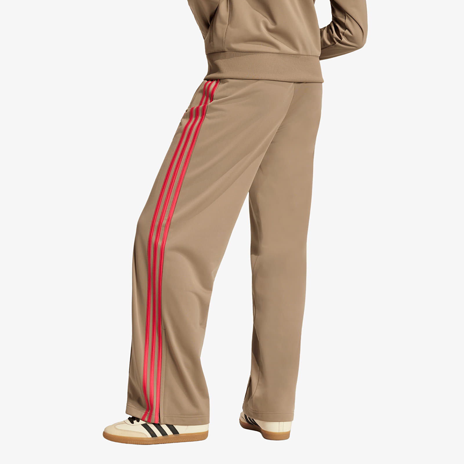 Pantaloni de trening pentru femei adidas Firebird Loose Tracksuit Pants Khaki Six/ Power Pink