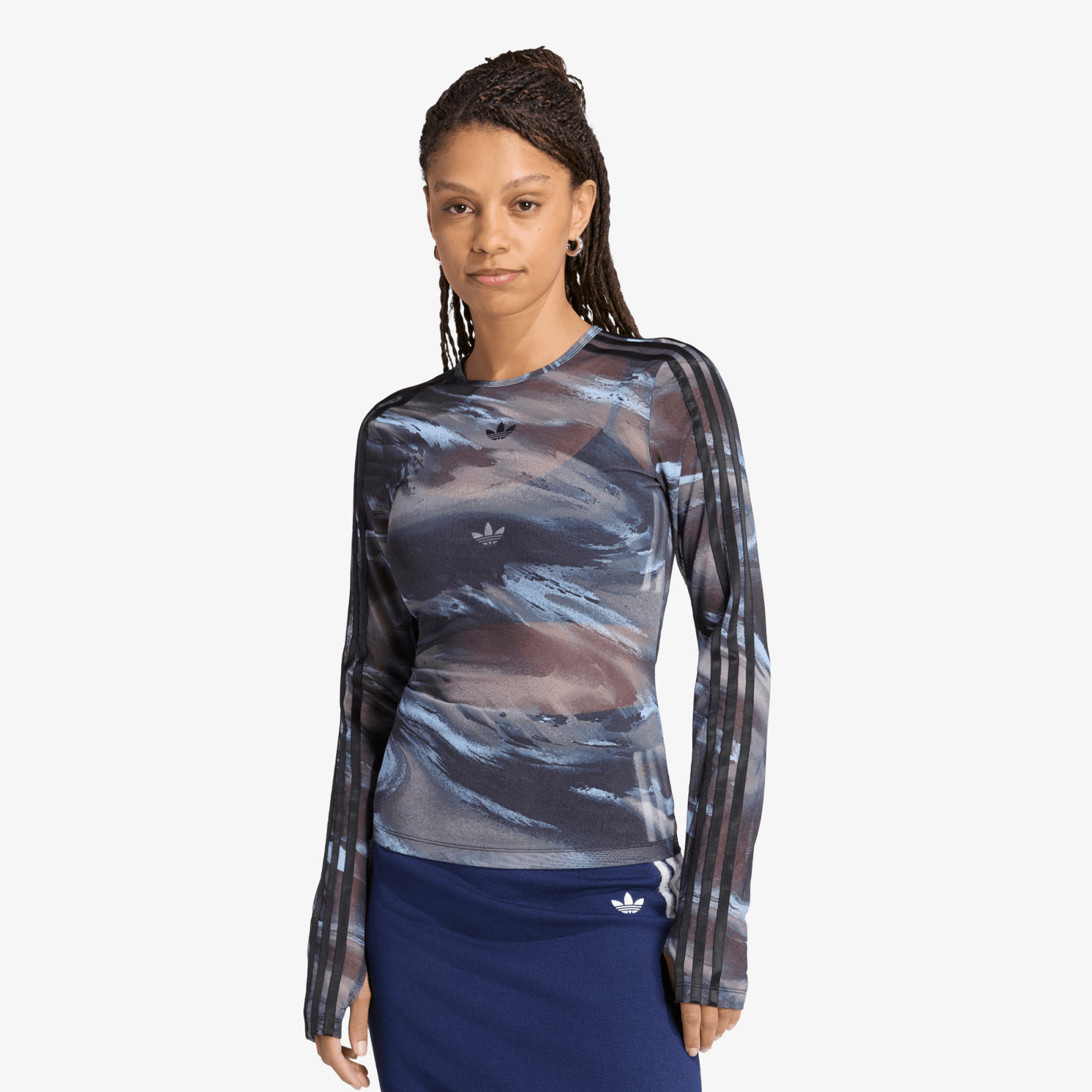 Tričko adidas Badigirl Graphic Mesh Tee Olive Strata/ Aurora Coffee/ Crystal Sky/ Black M