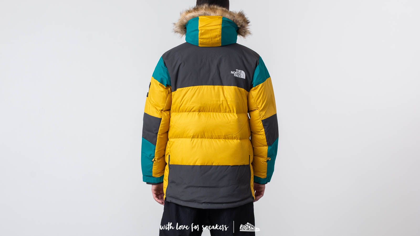 The north face vostok shop parka leopard yellow