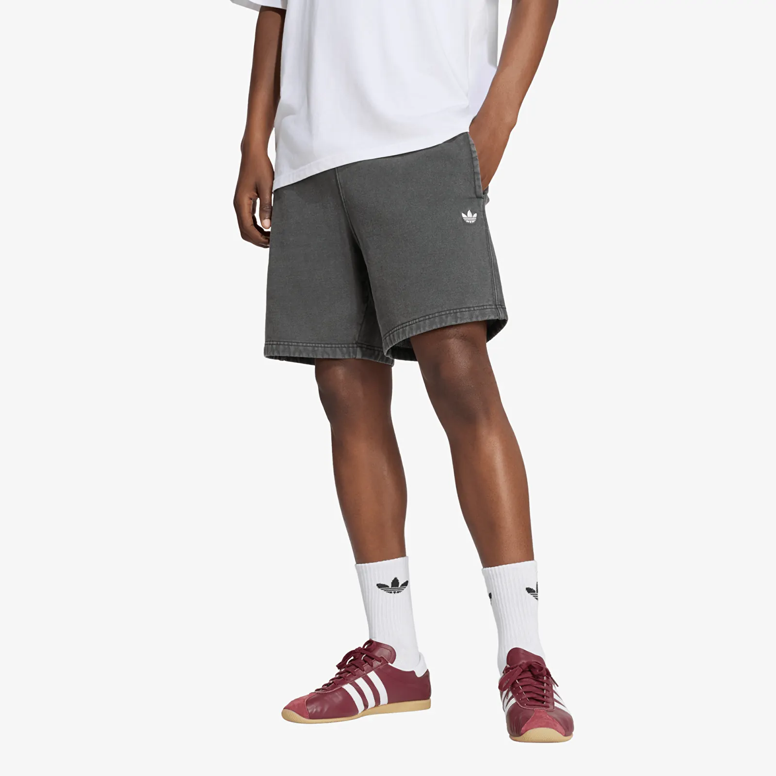 Shorts adidas Trefoil Essentials Washed Mid-thigh Fleece Shorts Black