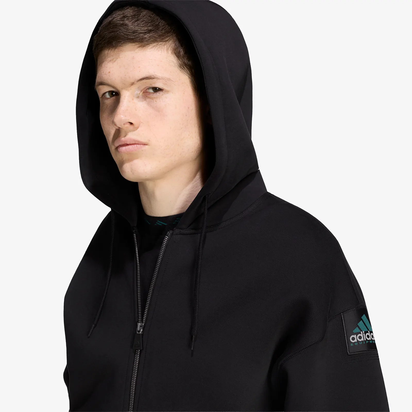 Džemperiai su gobtuvais ir džemperiai adidas Spacer Full Zip Hoodie Black
