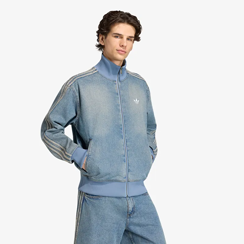 adidas Firebird Adicolor Denim Track Top Jacket Worn Blue Denim
