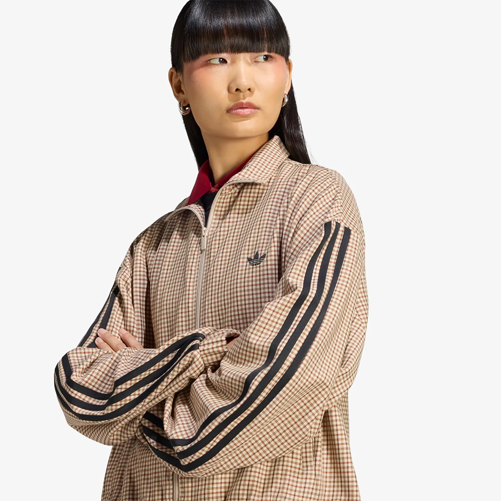 Bundy adidas Badigirl Checks Track Top Crystal Linen/ Aurora Coffee/ Orbit Green/ Vermillion