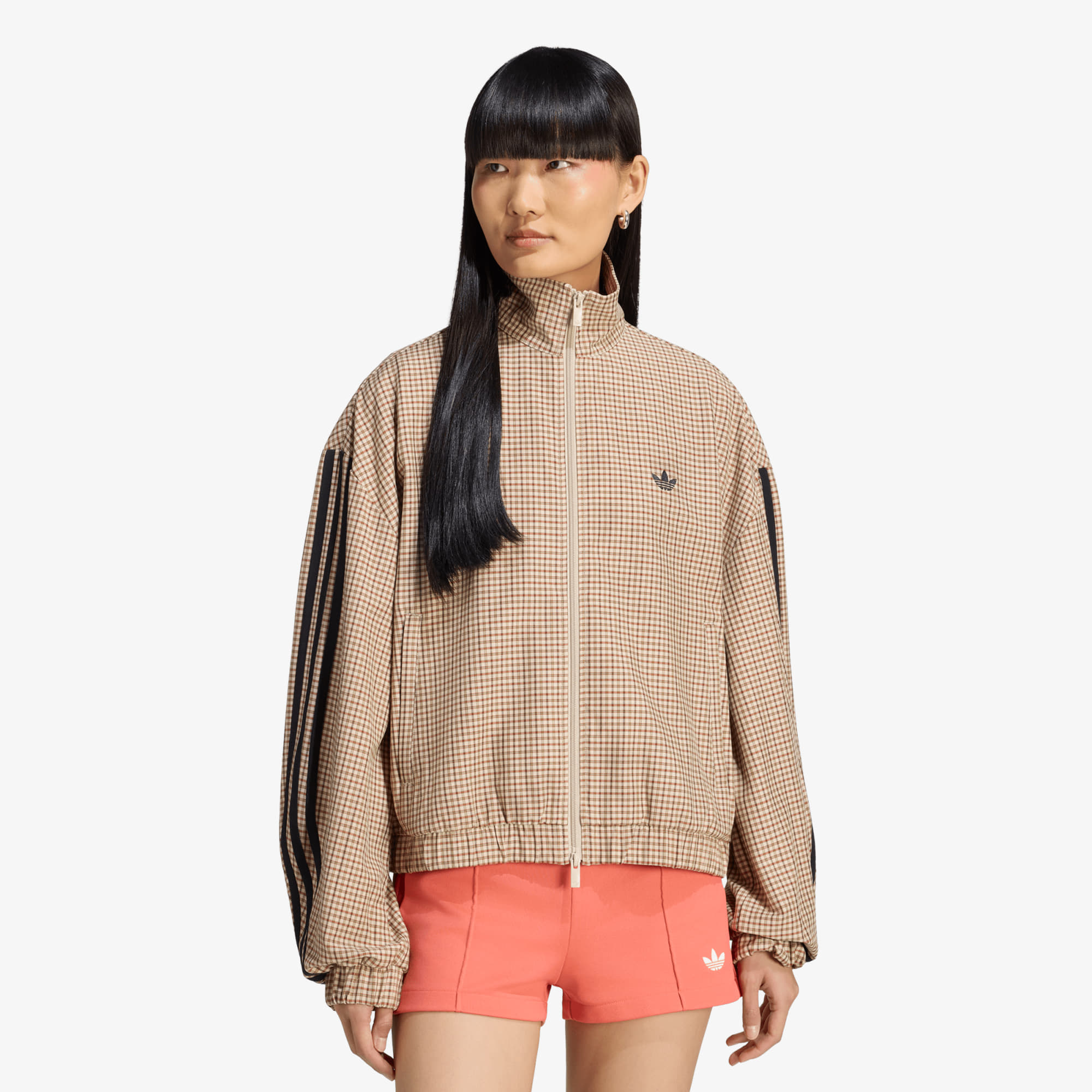 Jacket adidas Badigirl Checks Track Top Crystal Linen/ Aurora Coffee/ Orbit Green/ Vermillion L