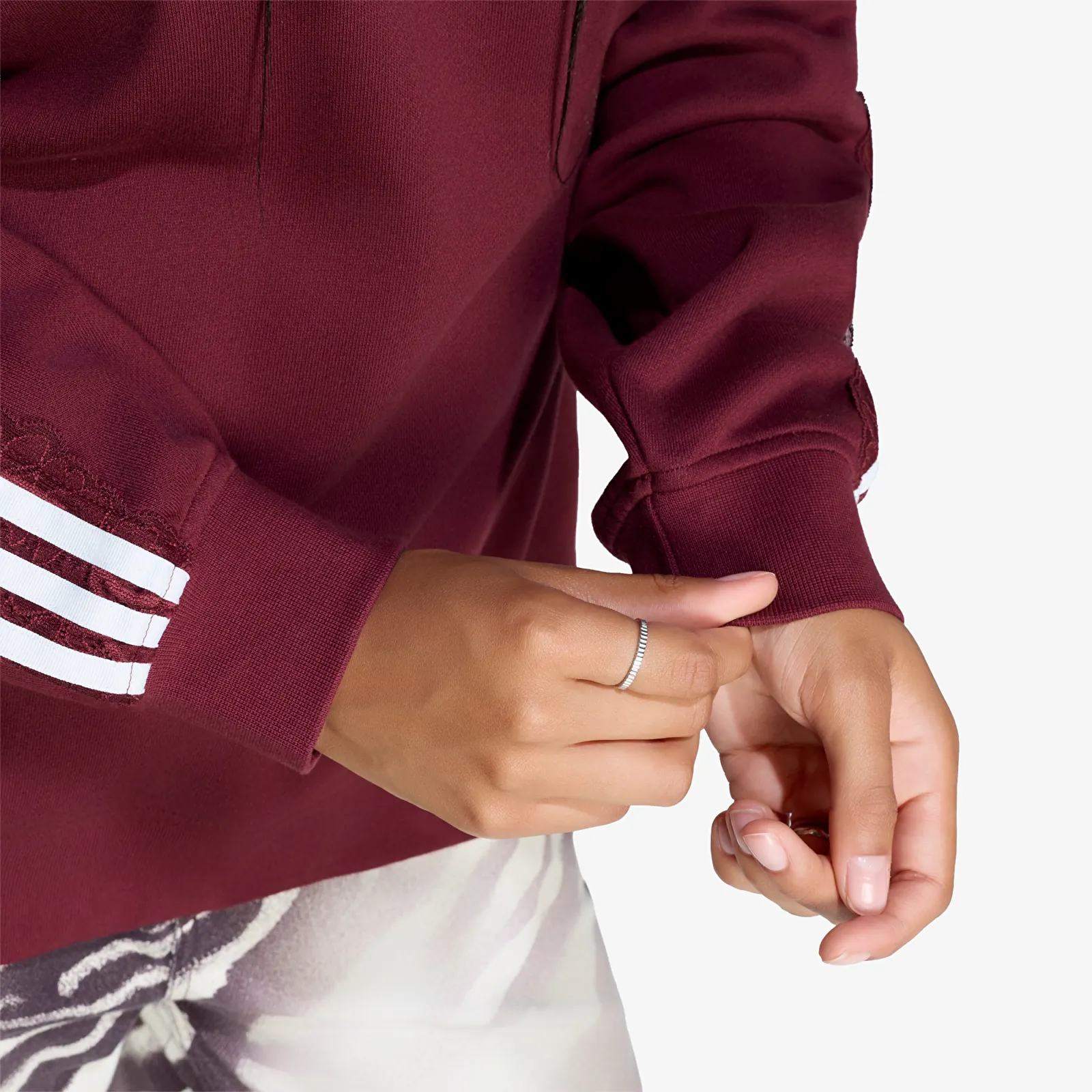 Hoodies och sweatshirts adidas Lace 3 Stripes Crew Shadow Red