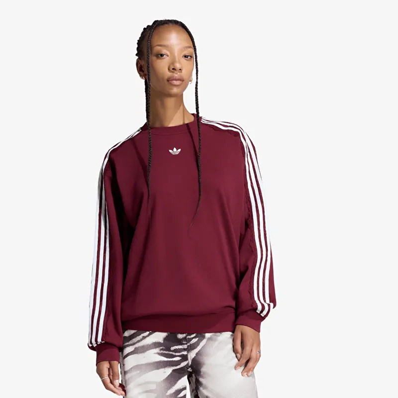 Sweatshirt adidas Lace 3 Stripes Crew Shadow Red