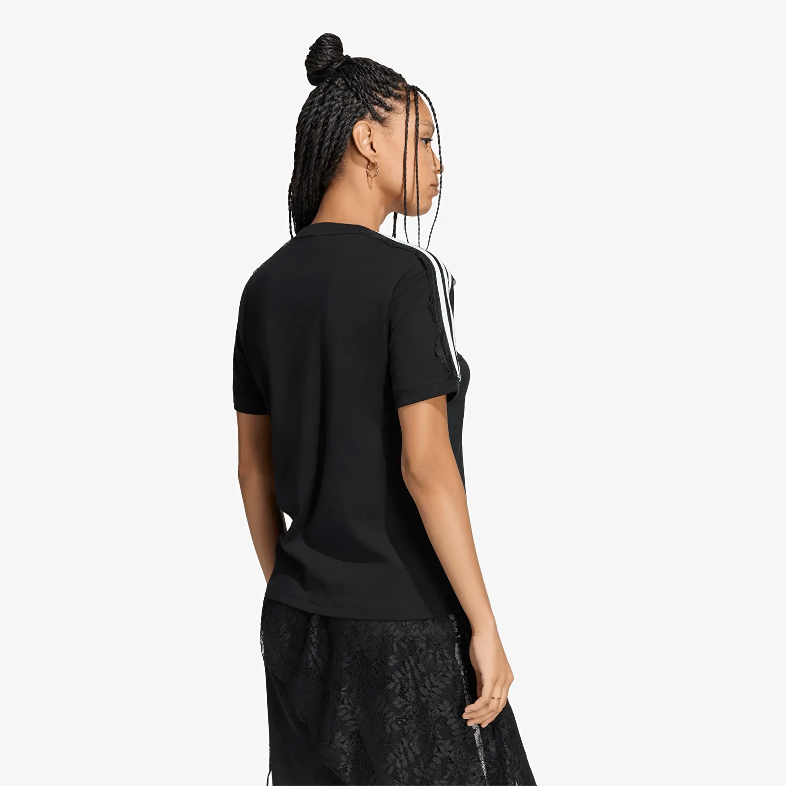 T-shirts adidas Lace 3 Stripes Tee Black