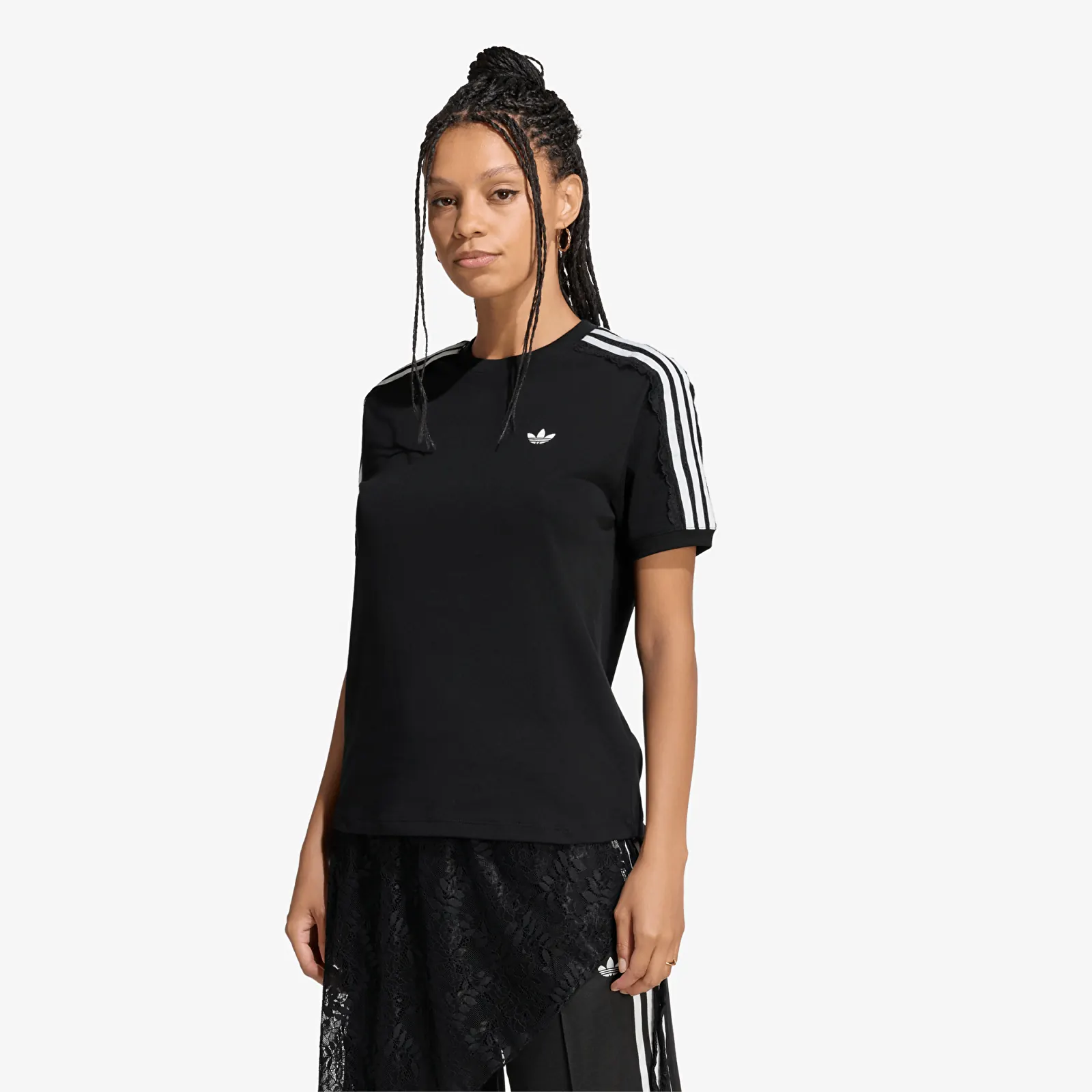 T-shirts adidas Lace 3 Stripes Tee Black