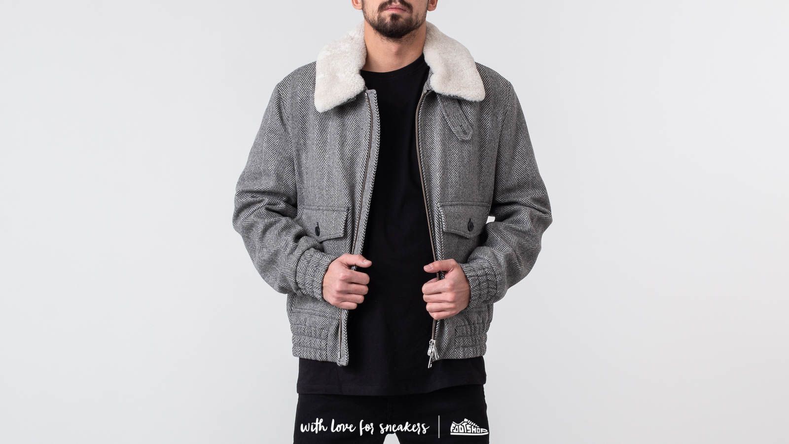 Jackets Alexandre Mattiussi Shearling Collar Zipped Jacket Black/ White