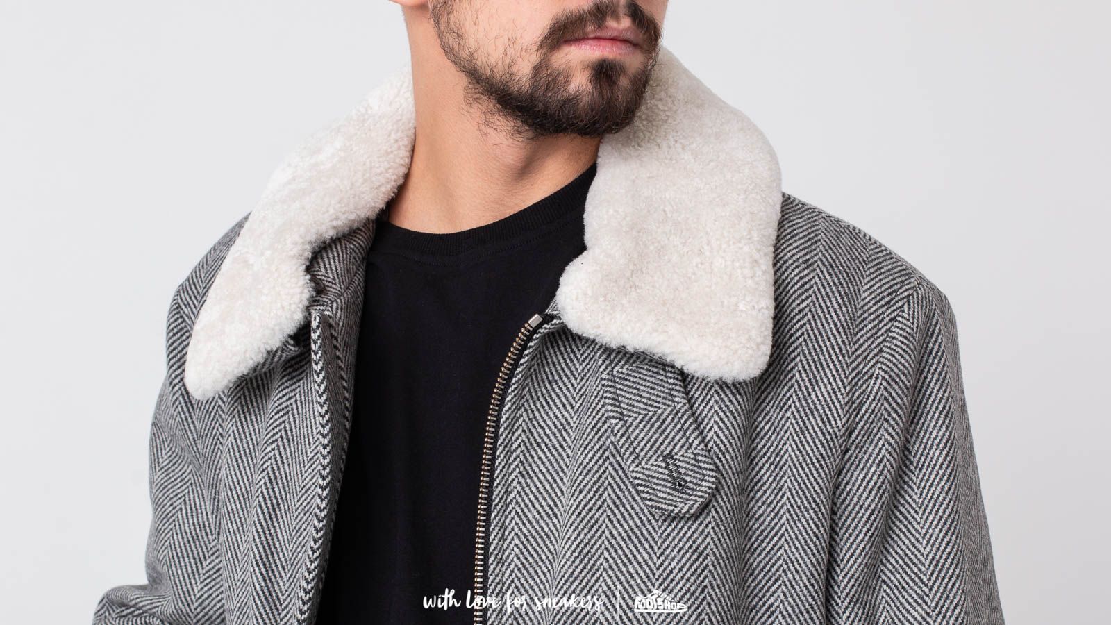 Jackets Alexandre Mattiussi Shearling Collar Zipped Jacket Black/ White