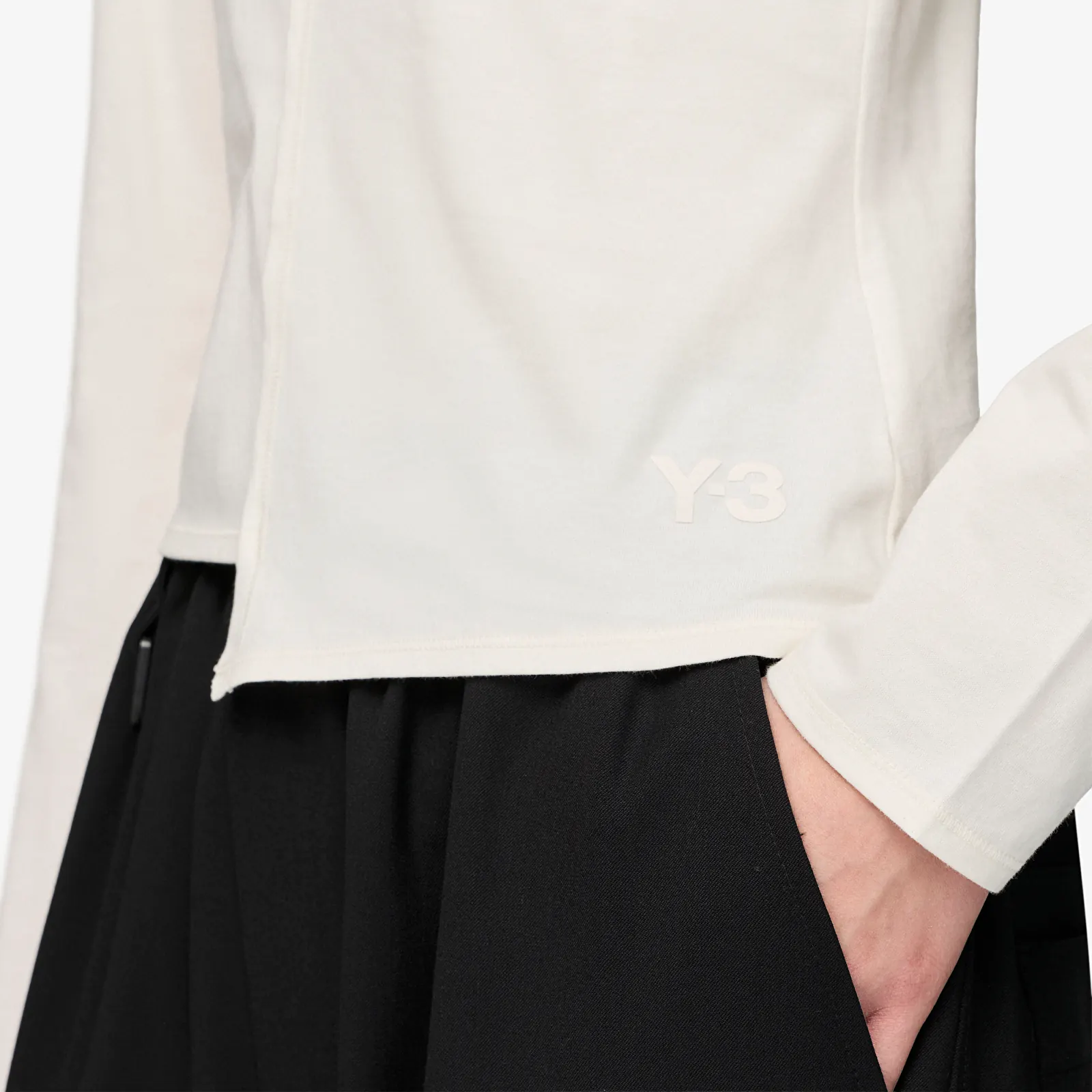 T-paidat Y-3 Fitted Long Sleeve Tee Chalk White