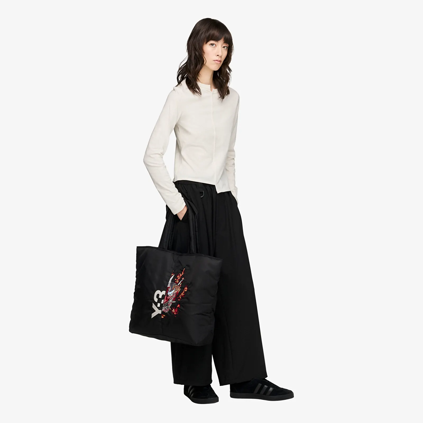 T-paidat Y-3 Fitted Long Sleeve Tee Chalk White