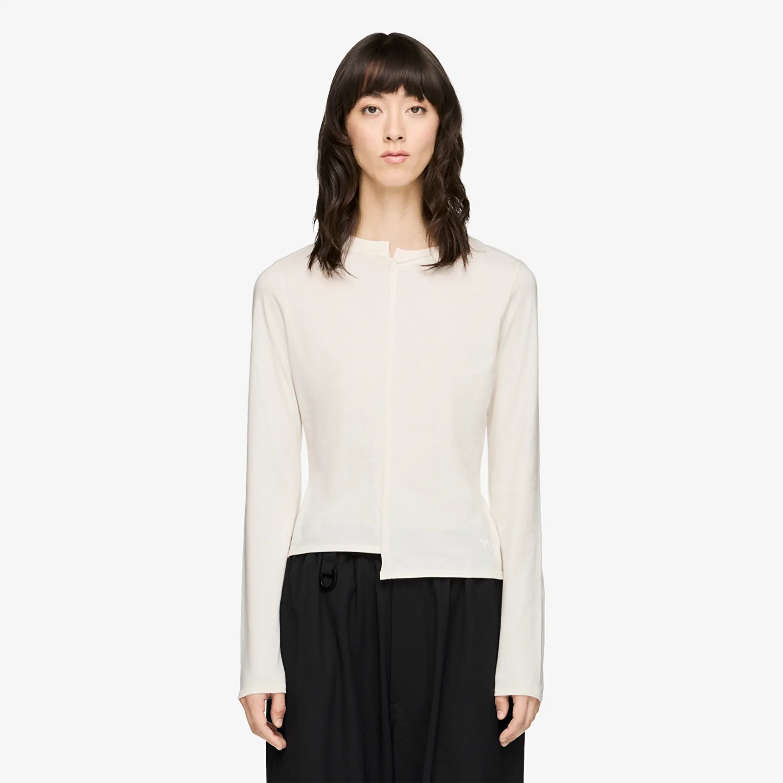 T-paidat Y-3 Fitted Long Sleeve Tee Chalk White