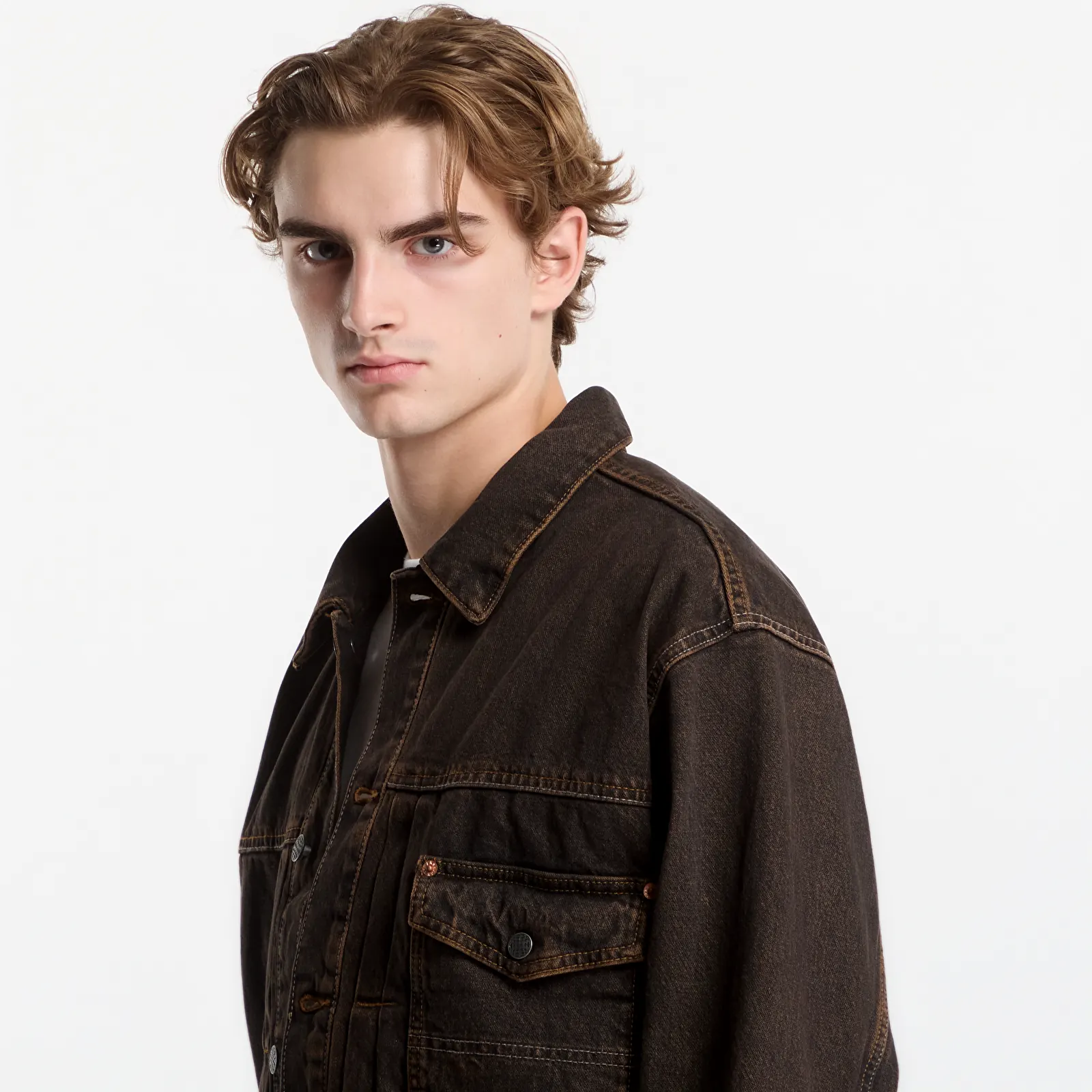 Men's jackets Vans Check 5 Denim Trucker Jacket Black/ Vintage Cocoa