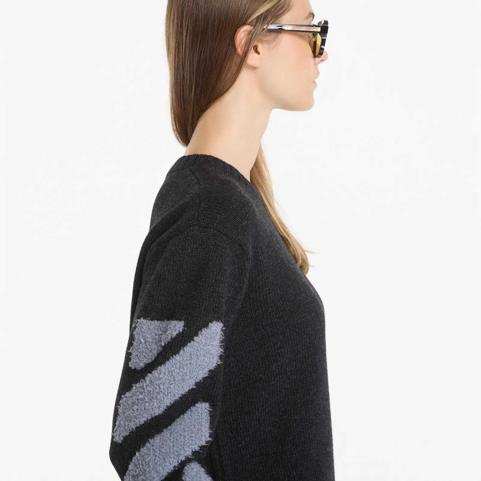 Sweaters Off-White Diag Fuzzy Knit Crewneck UNISEX Antracite