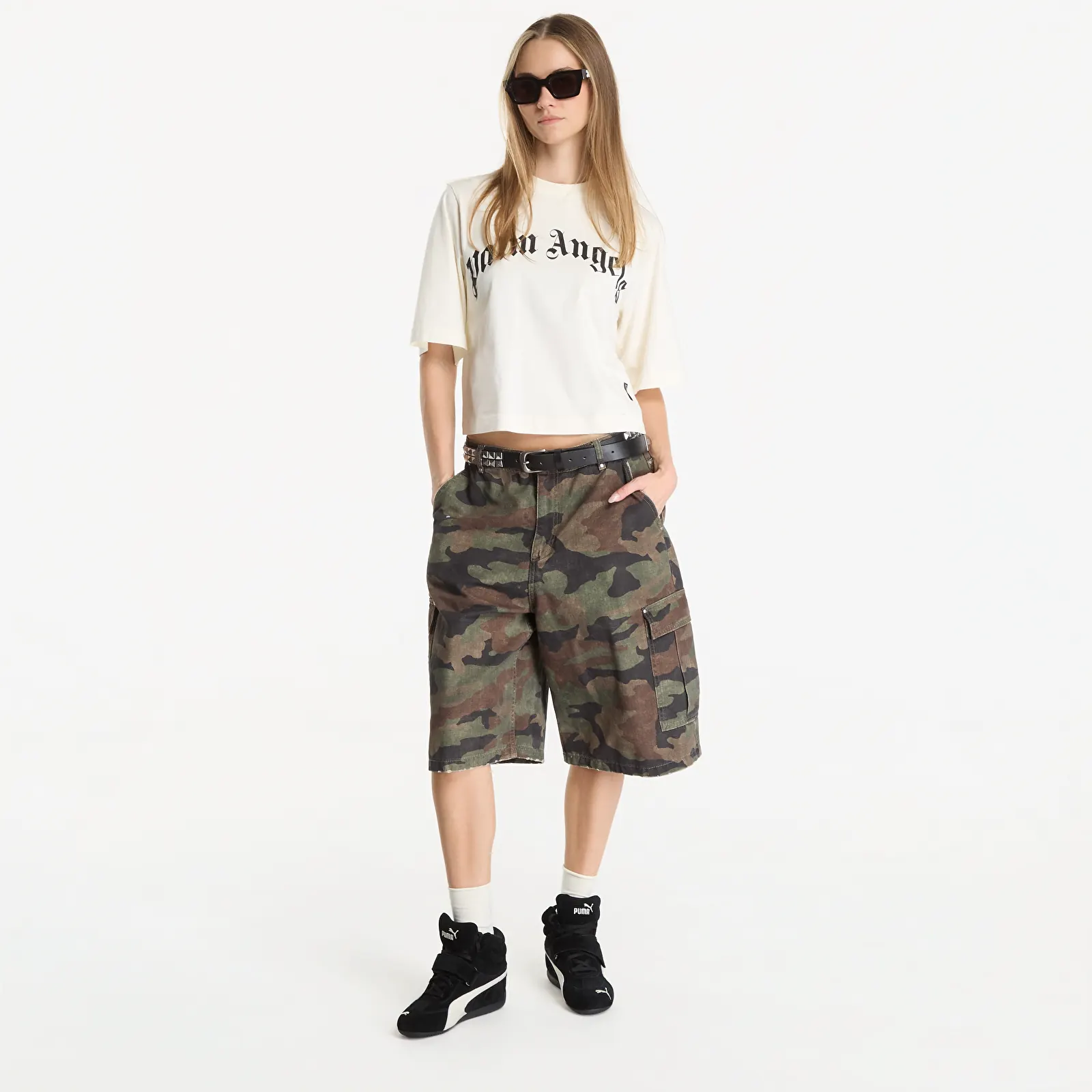 Tričká Palm Angels Curved Logo Boxy Tee Off White/ Black