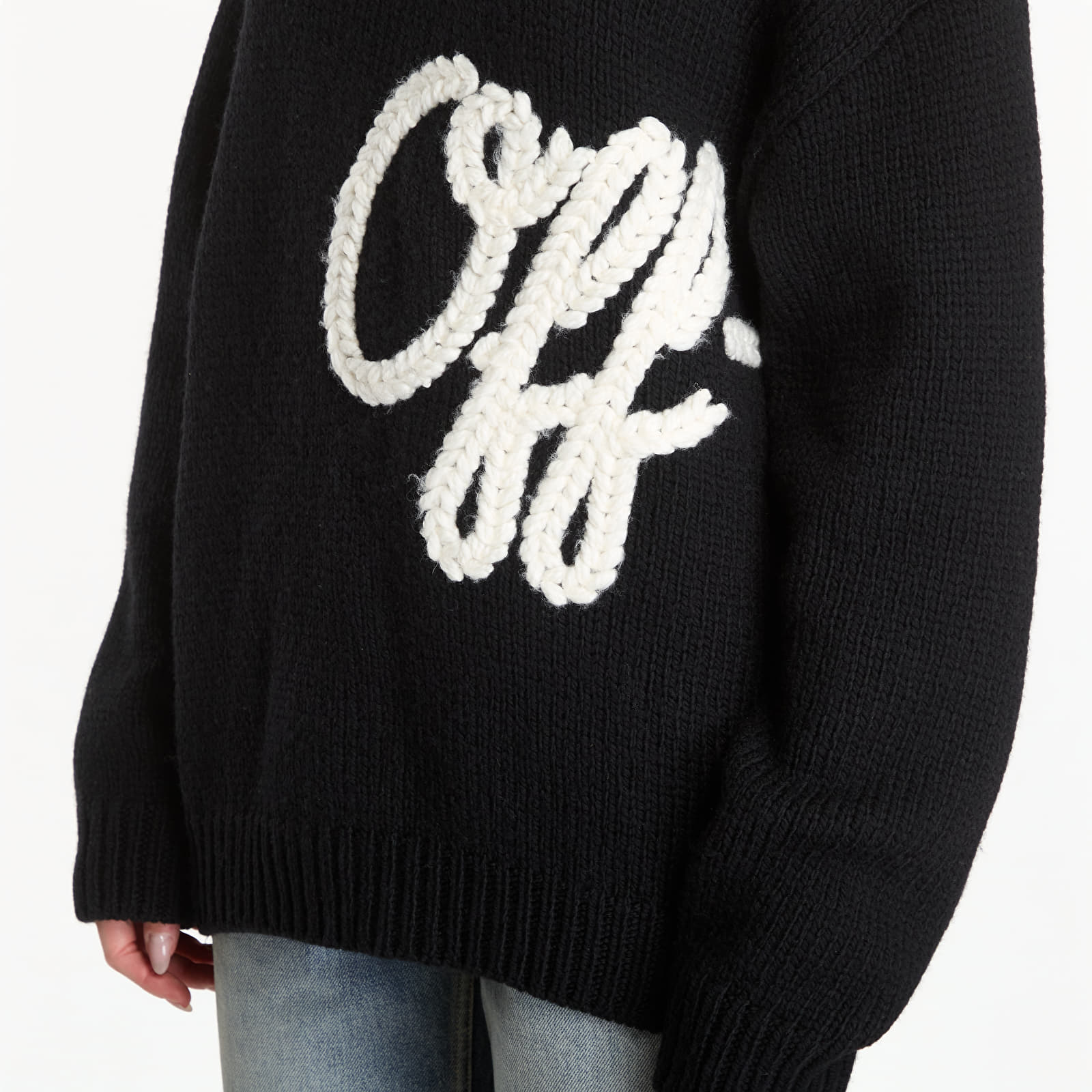 Sweaters Off-White Script Shared Logo Emb Knit Crewneck UNISEX Black