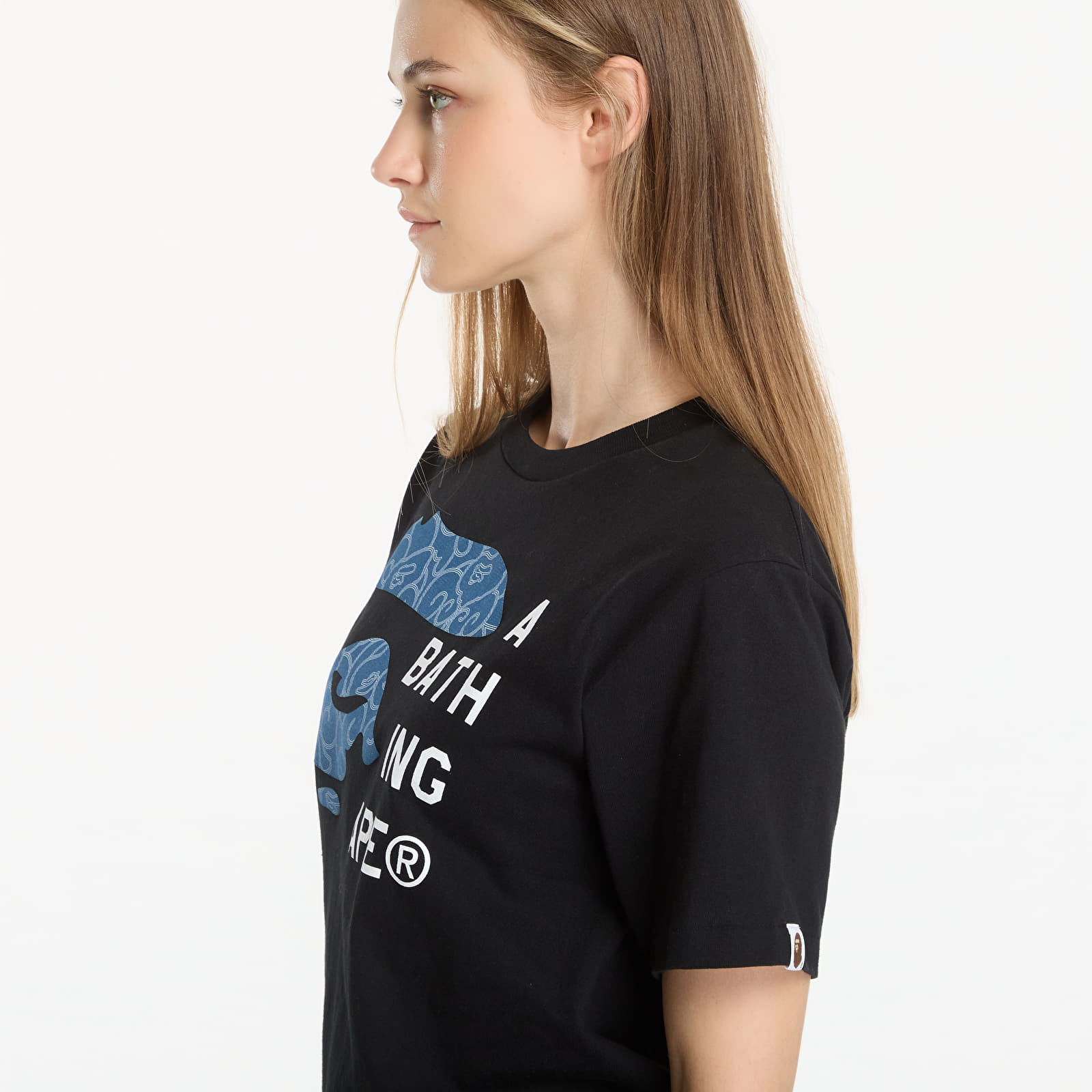 Tricouri  A BATHING APE Japanese Cloud Camo Bape Face Tag Tee UNISEX Black