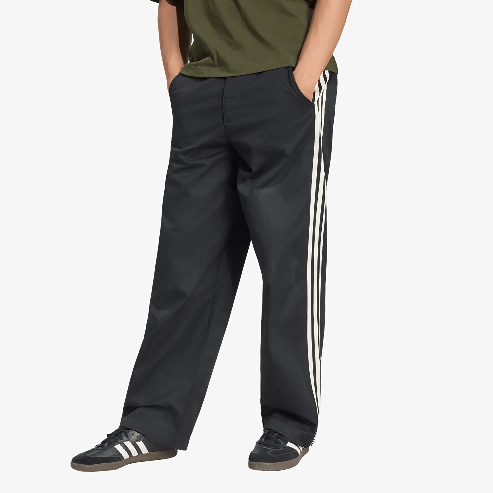 Bikses adidas 3 Stripes Pleated Trousers Black