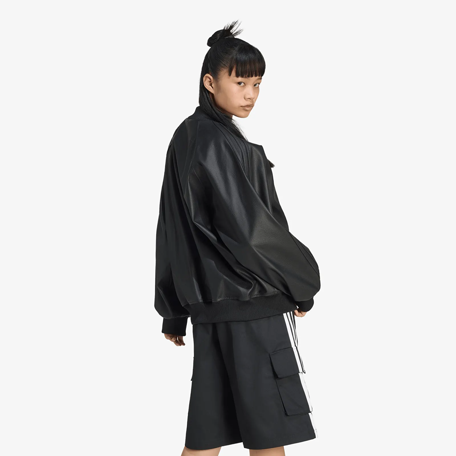 Jackets adidas Pleather SST Oversized Track Top Black/ Maroon
