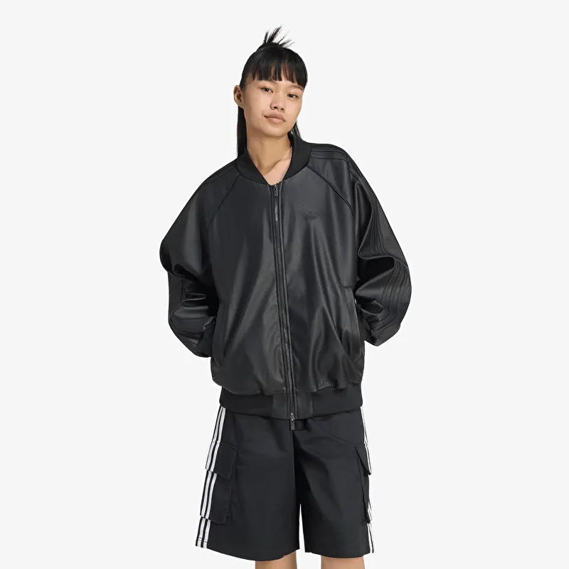 Куртка adidas Pleather SST Oversized Track Top Black/ Maroon