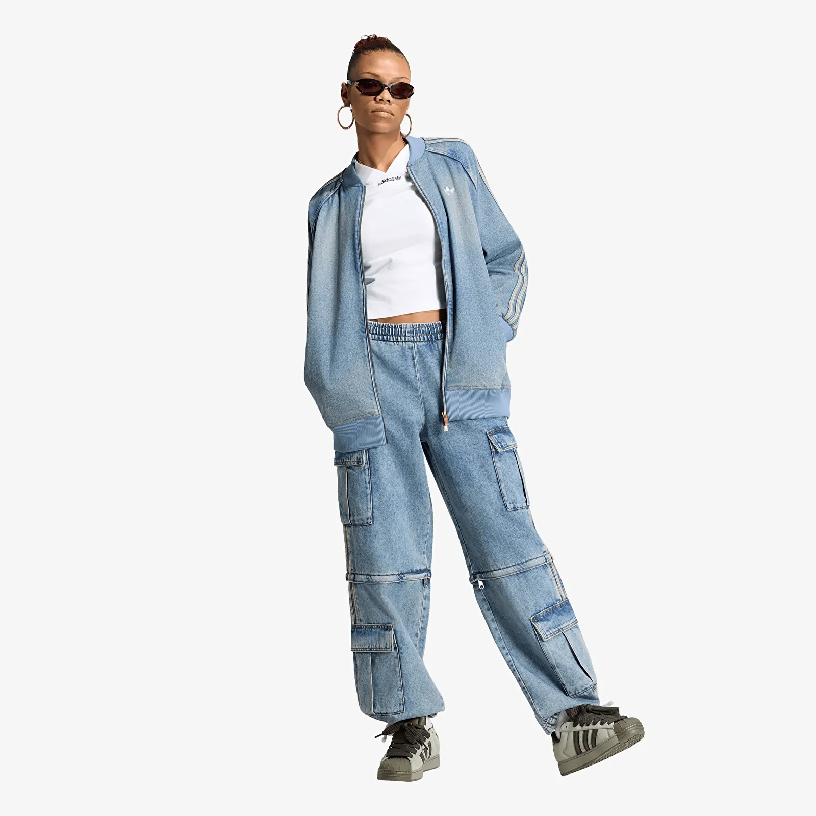 Vestes  adidas SST Oversized Denim Tracktop Worn Blue Denim