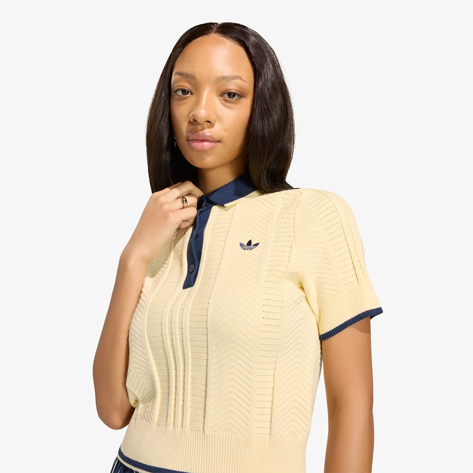 T-shirts adidas Cable Knit Cali Tee Polo Warm Vanilla