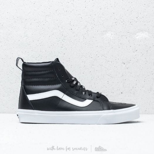 Vans off the wall black leather on sale