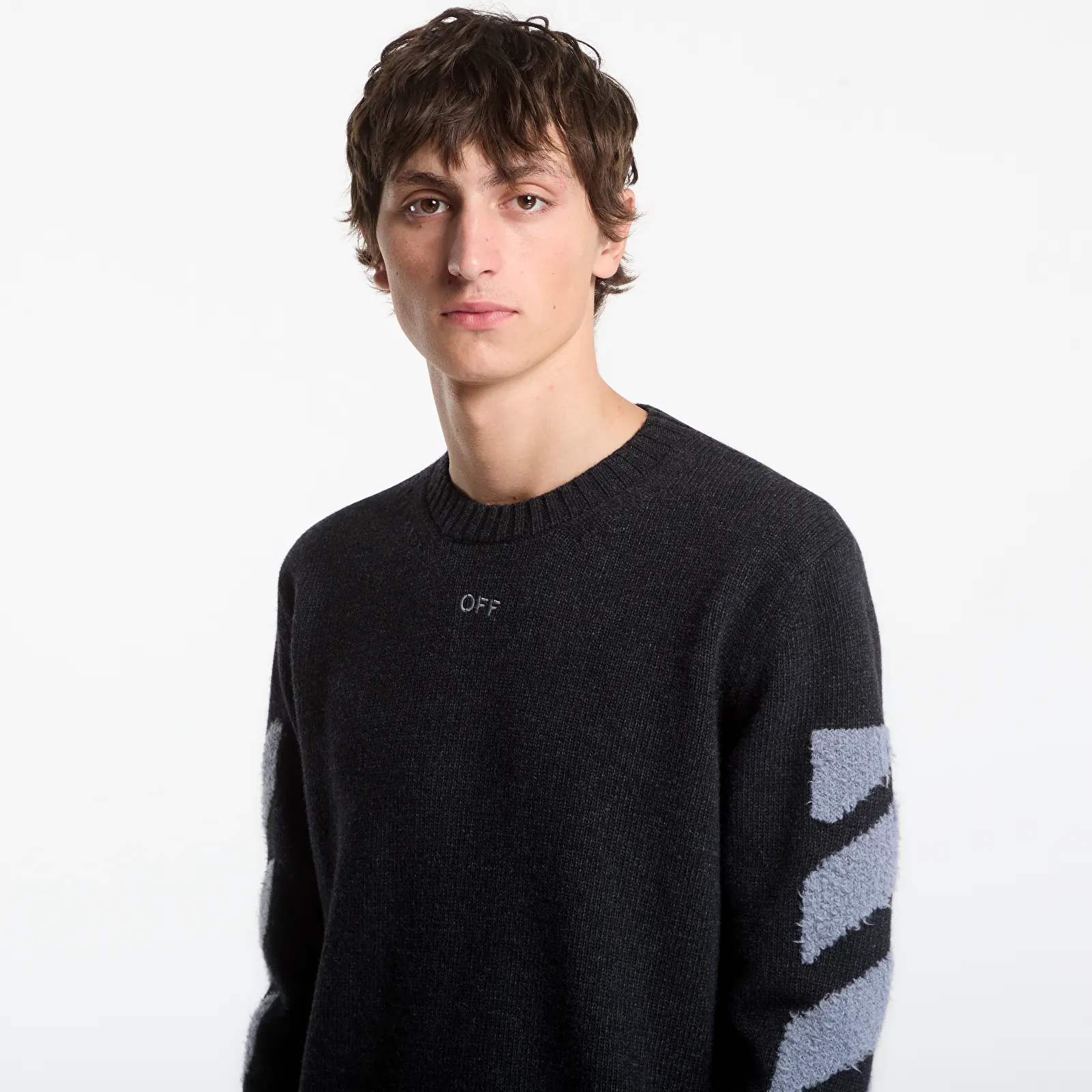 Sweaters Off-White Diag Fuzzy Knit Crewneck UNISEX Antracite