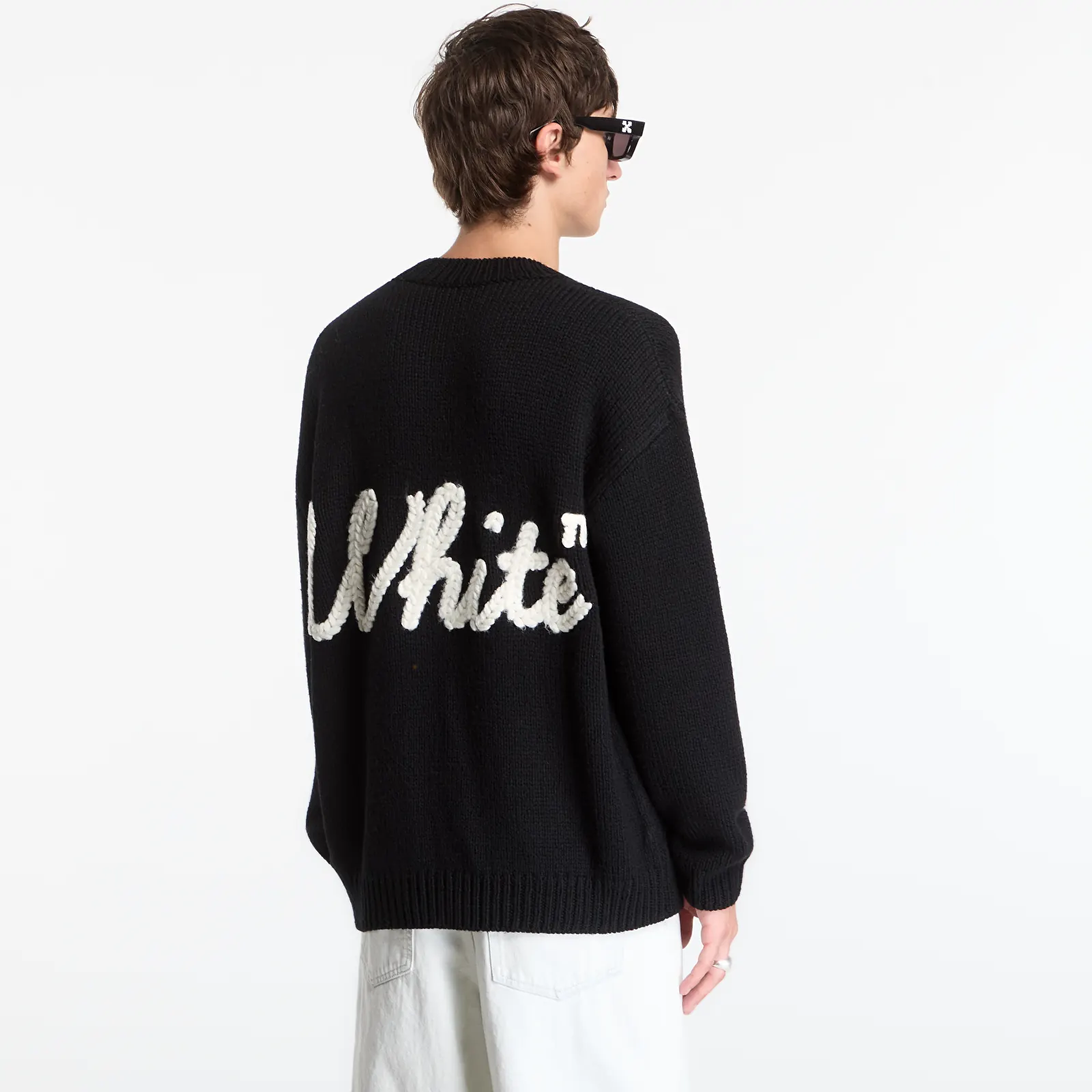 Sweaters Off-White Script Shared Logo Emb Knit Crewneck UNISEX Black
