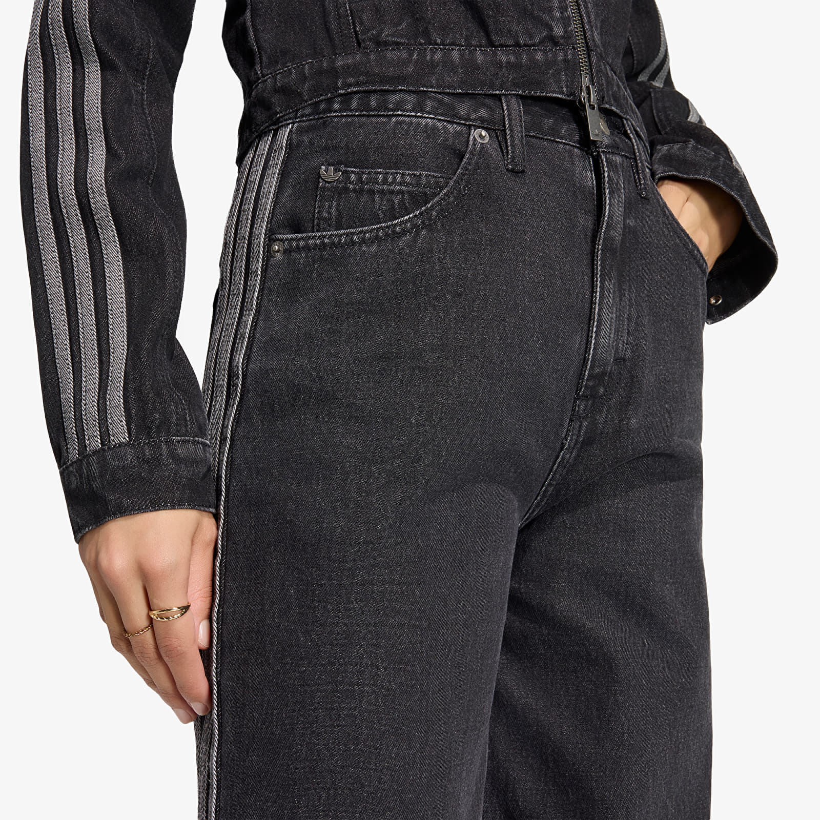 Farkut adidas High Rise Wide Leg Denim Pant True Black Denim