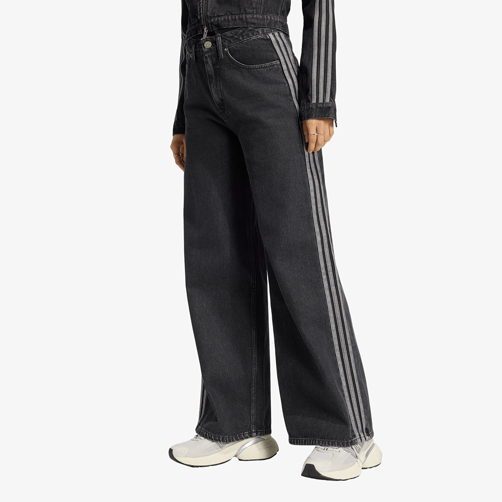 Farkut adidas High Rise Wide Leg Denim Pant True Black Denim