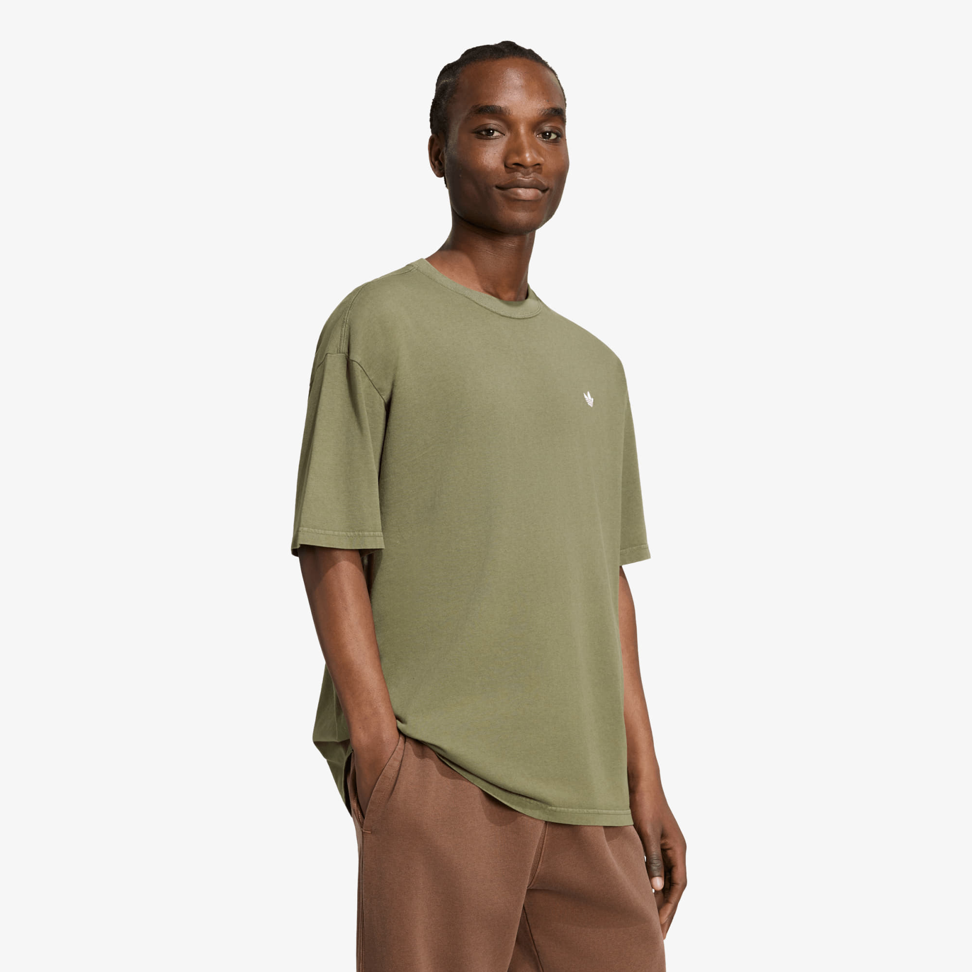 Тениска adidas Trefoil Essentials Washed Loose Dropped Shoulder T-Shirt Olive Strata L