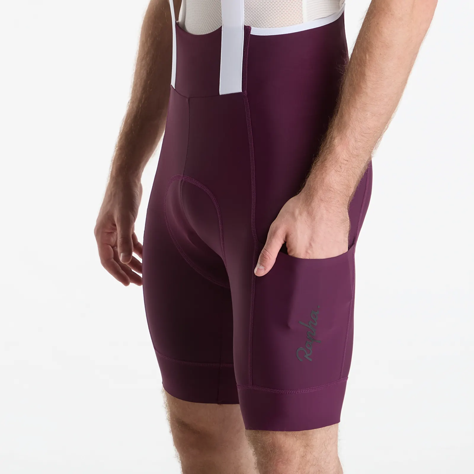 Calções Rapha Men's Brevet Element Cargo Bib Shorts Plum/ White